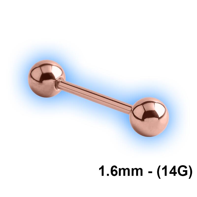 Rose Gold PVD 1.6mm (14g) Titanium Straight Barbell
