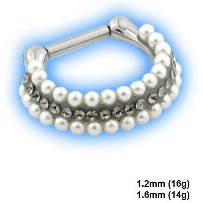 Steel Double Pearl Hinged Septum Ring
