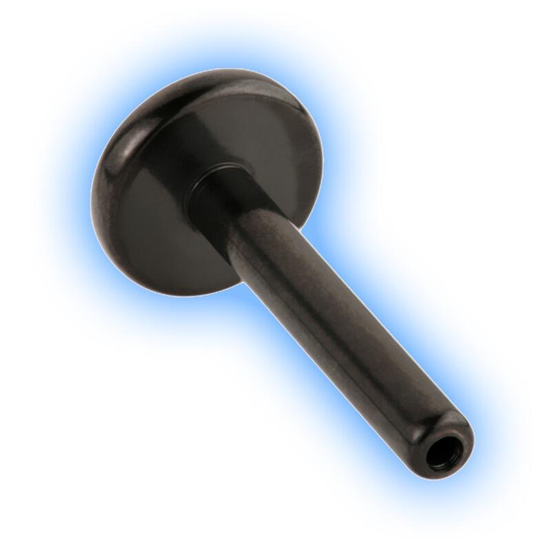 Black PVD Titanium Threadless Labret Stud - 1.2mm (16g)