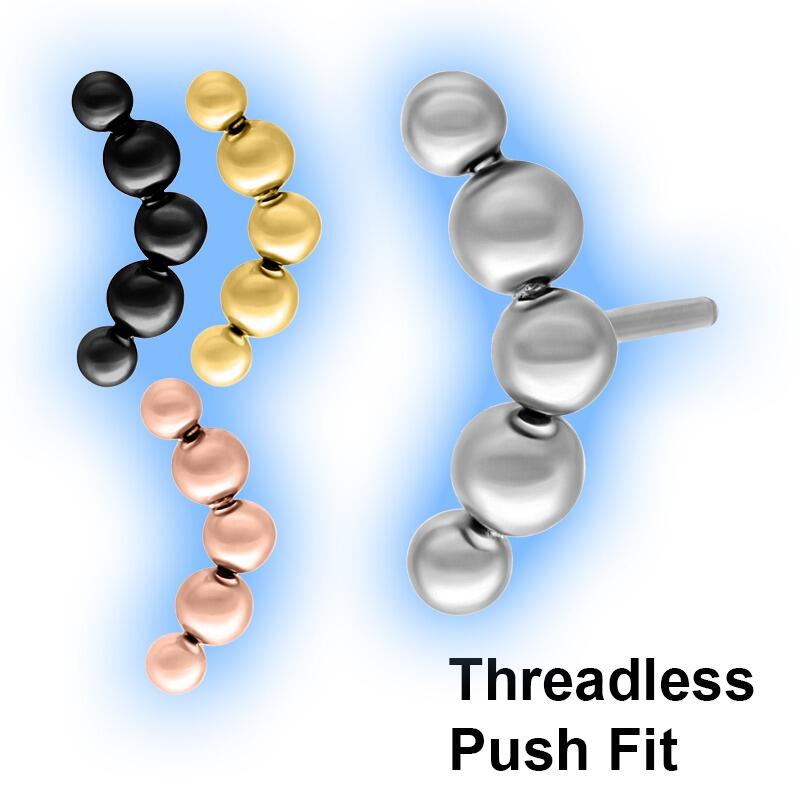 Curved Balls - Titanium Threadless Push Fit Body Piercing Attachment