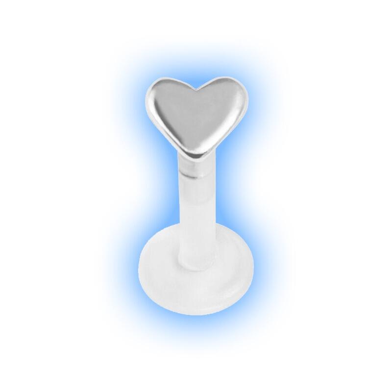 Bioflex Push Fit Labret Stud - Silver Heart