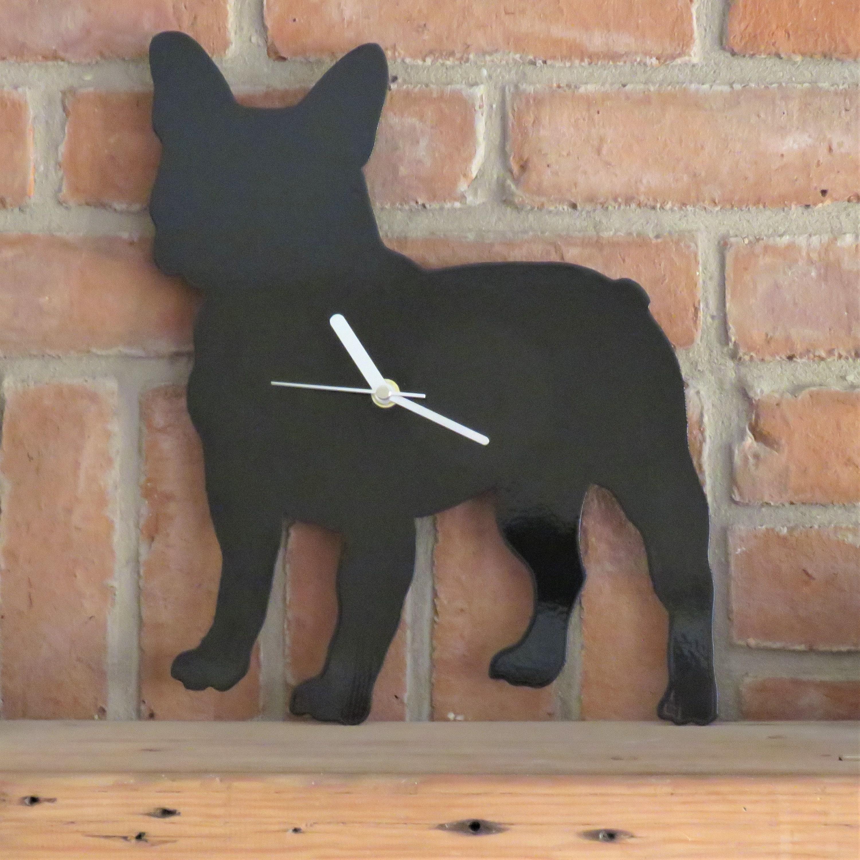 metal french bull dog clock