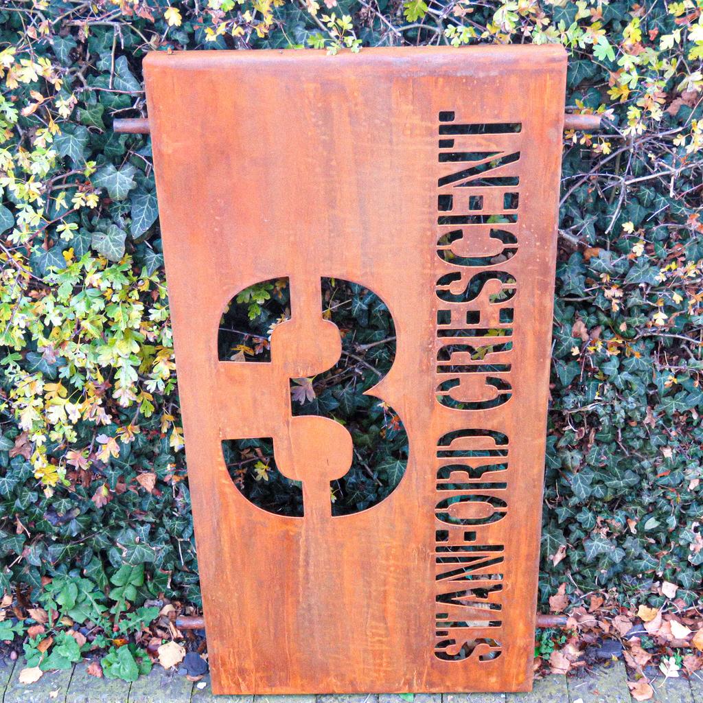 Large Corten Steel House Sign for a Norfolk Home