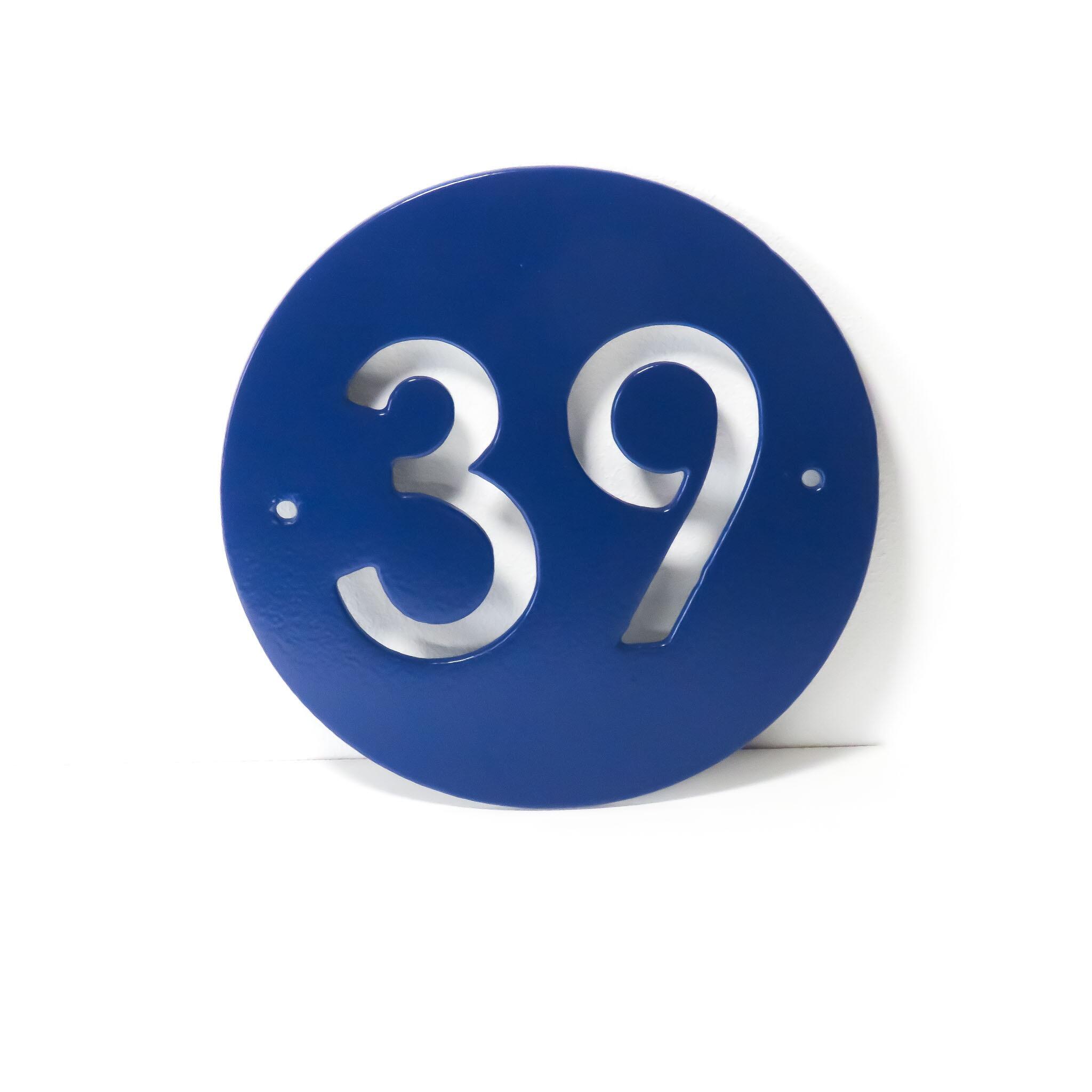 metal house number sign