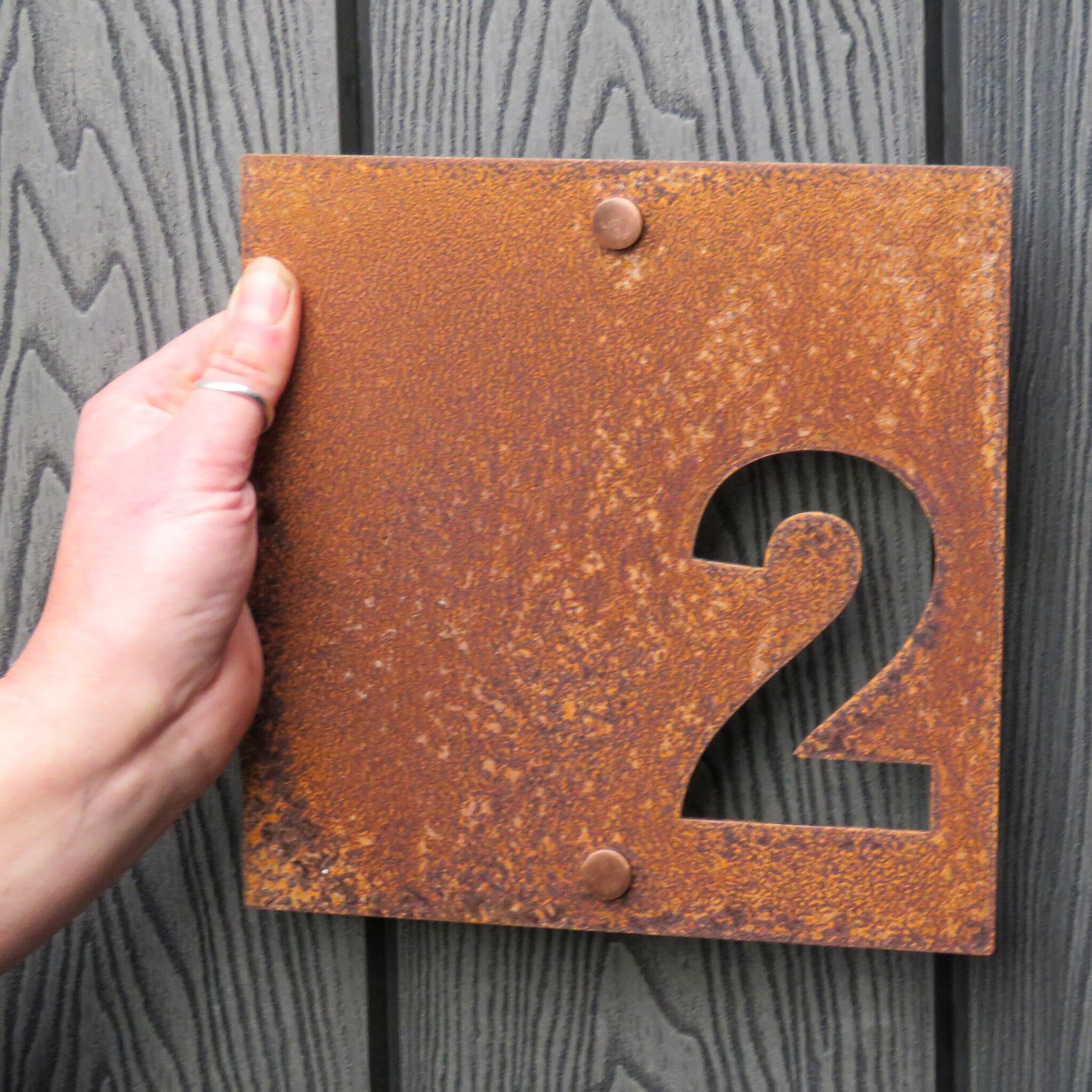 Rusty Metal House Number Sign