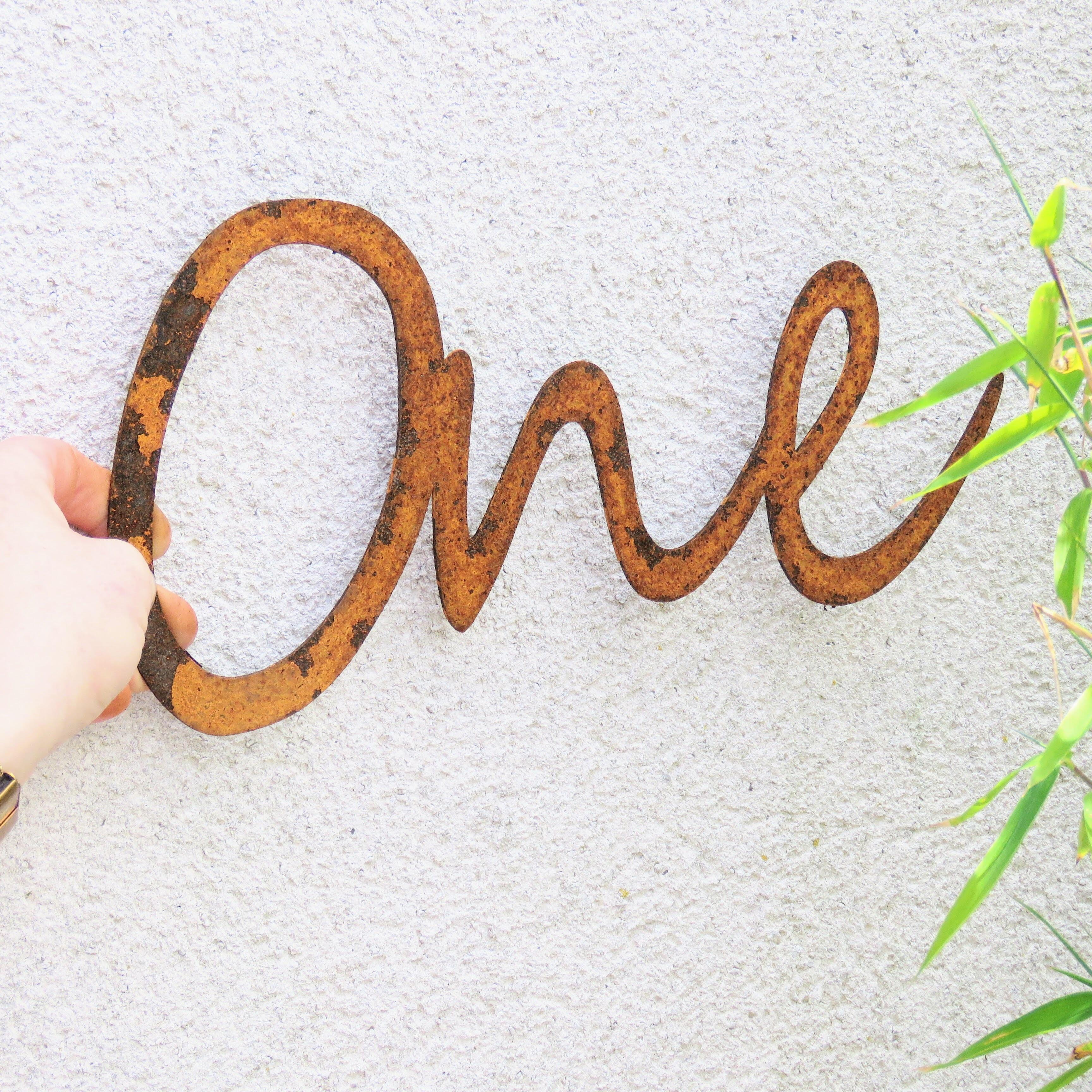 Corten Steel modern floating house sign