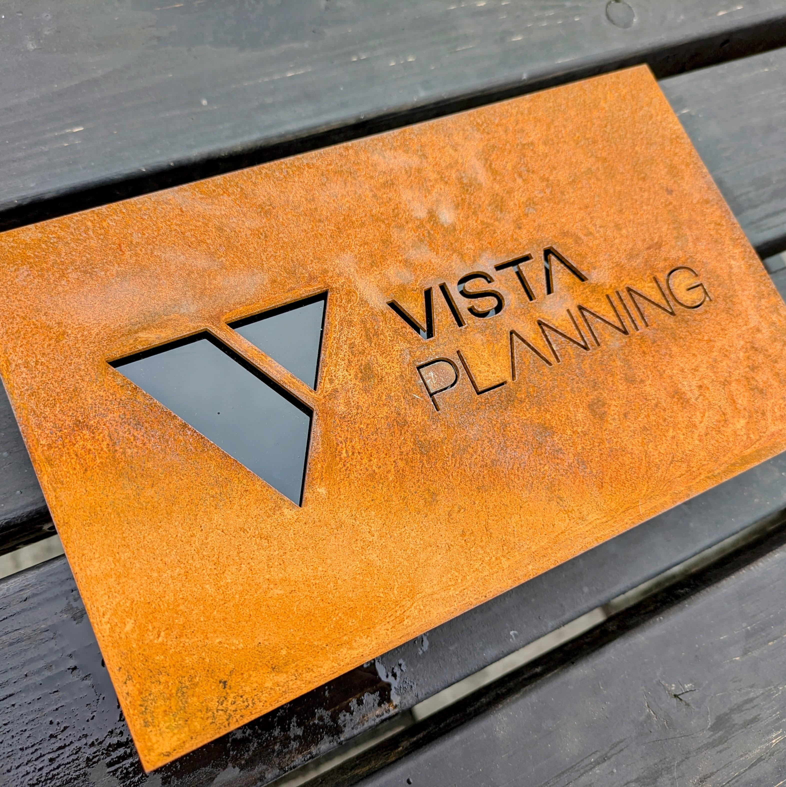 Client's custom Corten steel sign