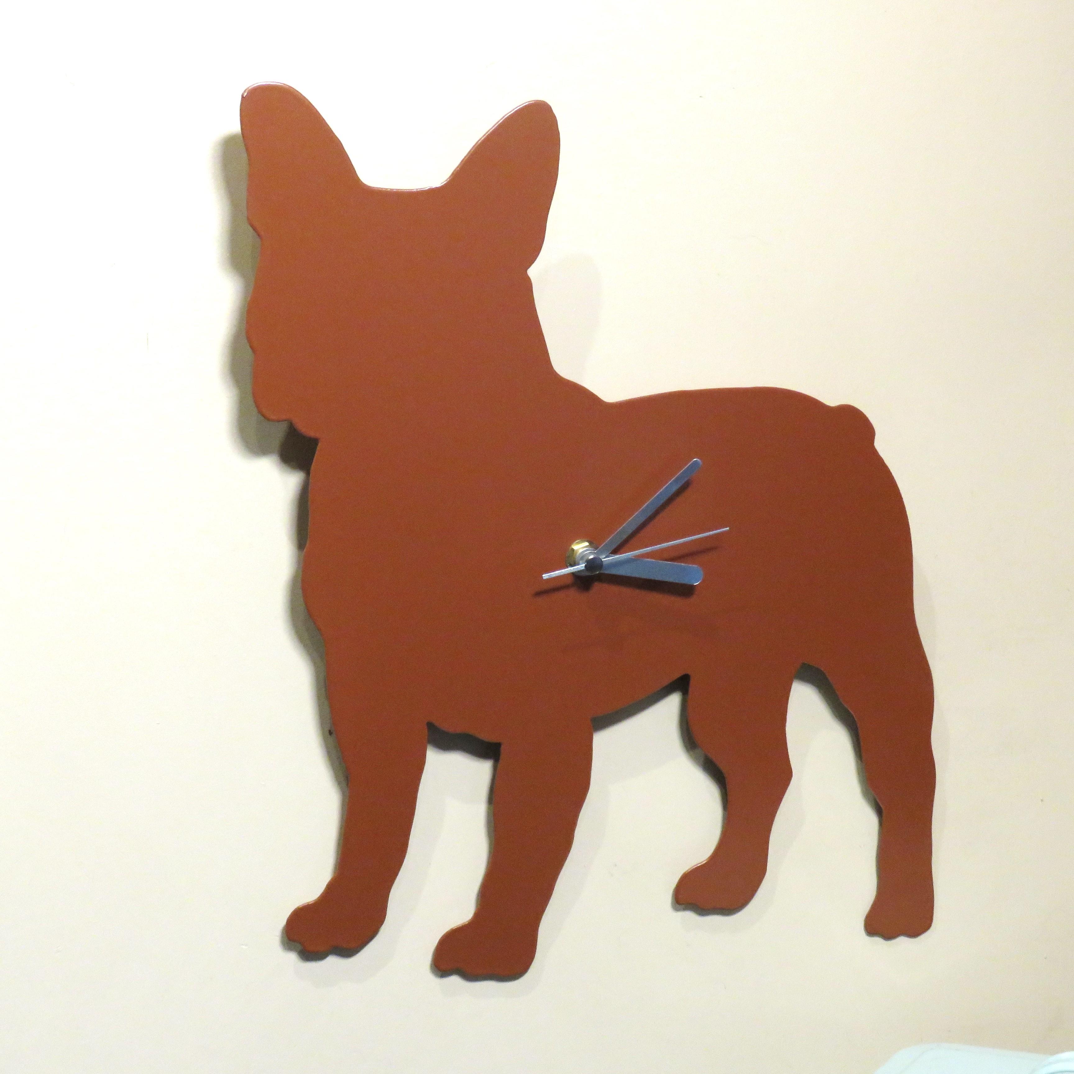 copper french bull dog clock