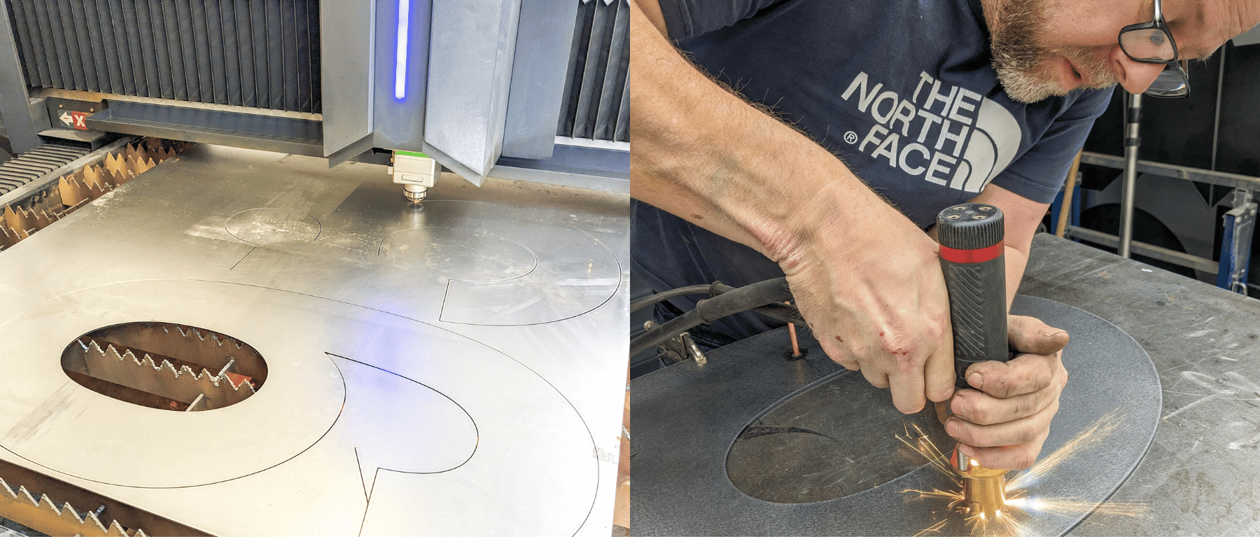 Laser cut large letters - metal stud welds