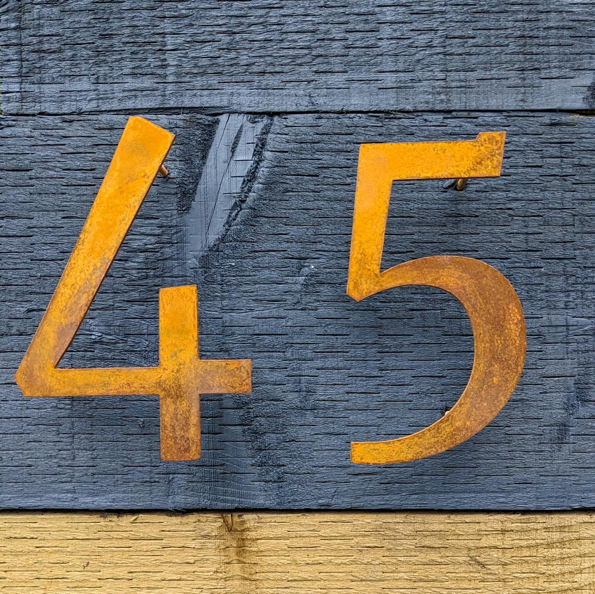 Corten steel house numbers