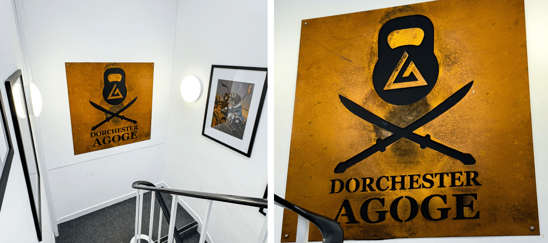 rusty metal martial arts sign dorchester agoge