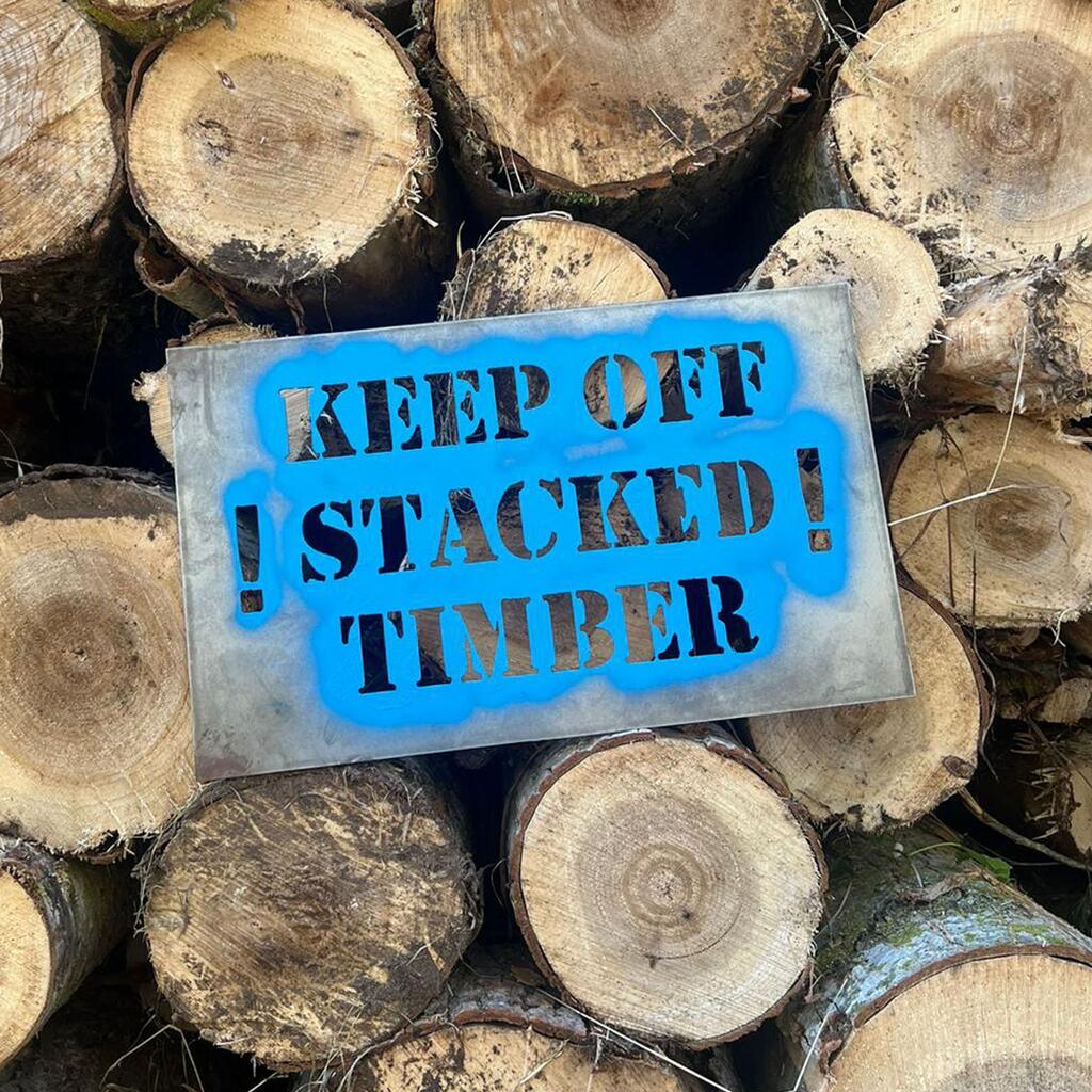 Warning Metal Sign Stencils for a Forestry Contractor