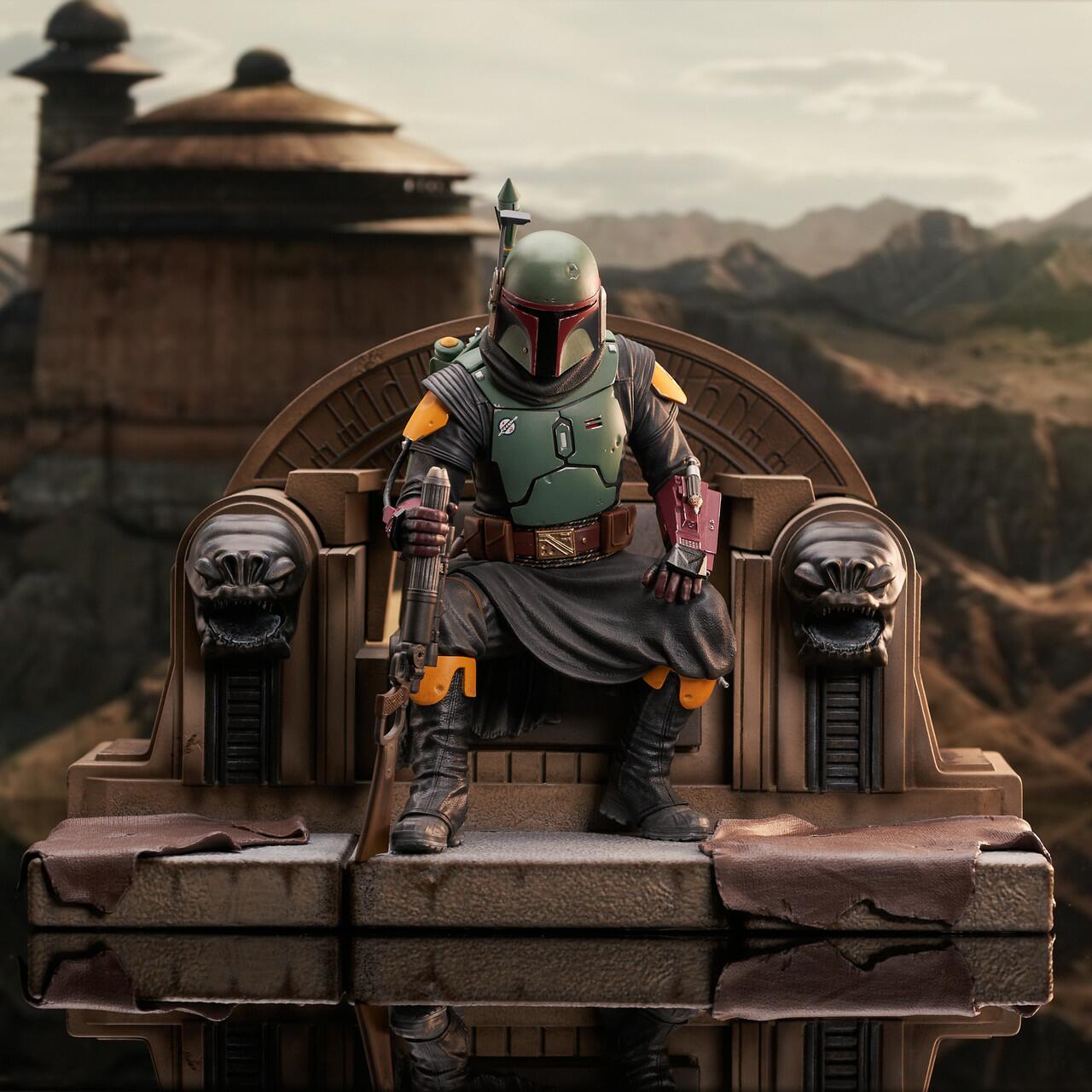 Gentle Giant -Star Wars The Mandalorian™ - Boba Fett™ (on Throne Statue) Premier Collection Statue (84418)