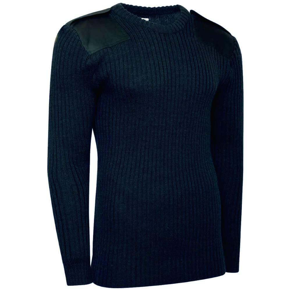 British Army Style Polyester Ribbed Jumper Black Olive Blue