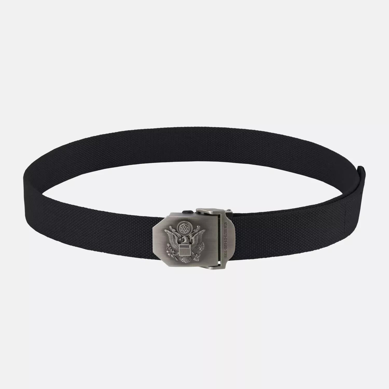 Men's Army Combat Webbing Belt – 51 Inch Black Canvas Belt With Silver Buckle