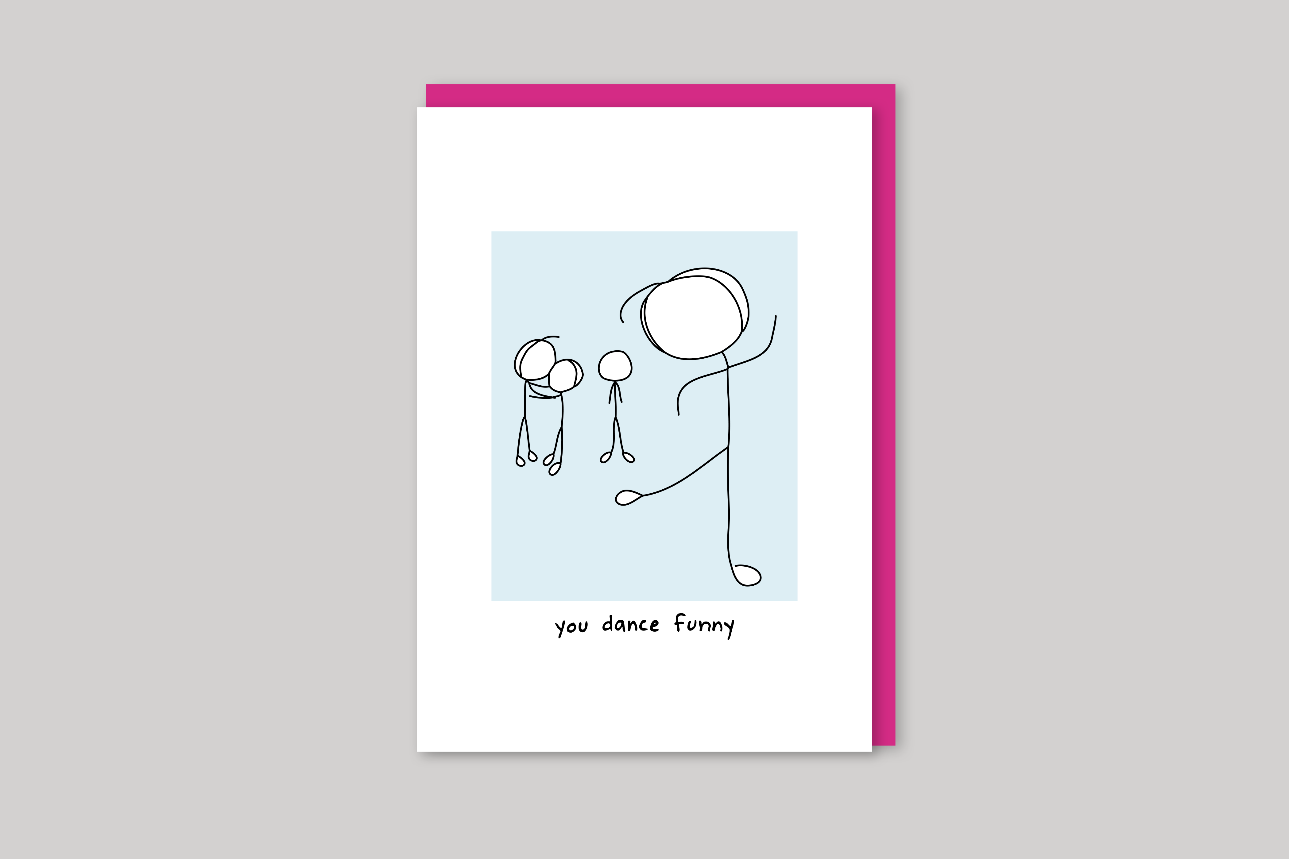 You Dance Funny humorous illustration from Mean Cards range of greeting cards by Icon, back page.