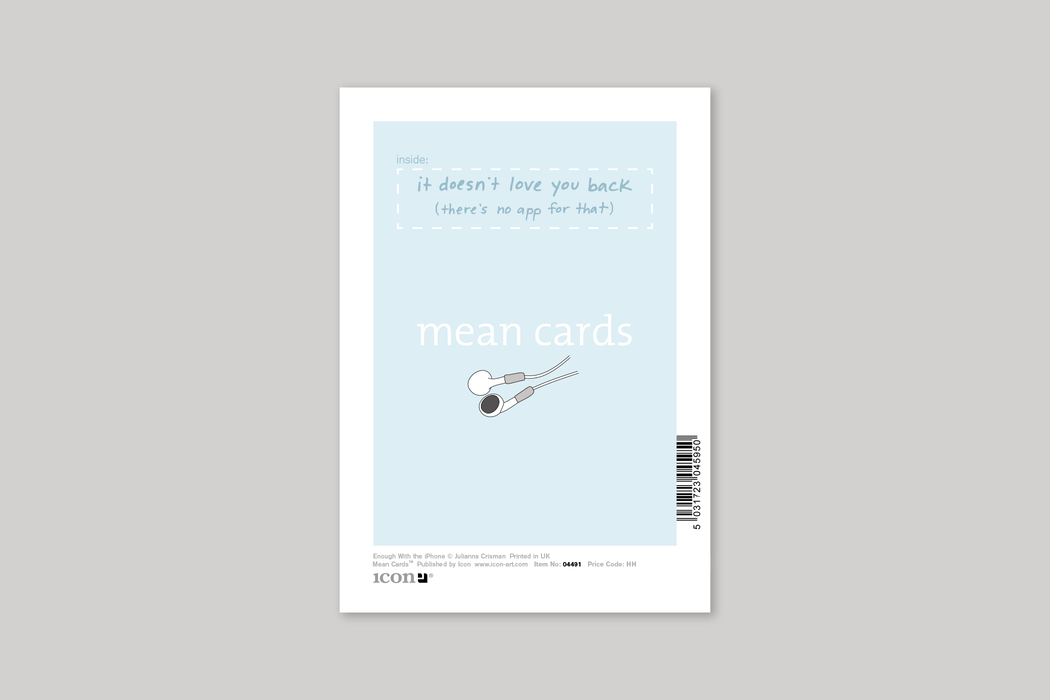 Enough With the iPhone humorous illustration from Mean Cards range of greeting cards by Icon, with envelope.