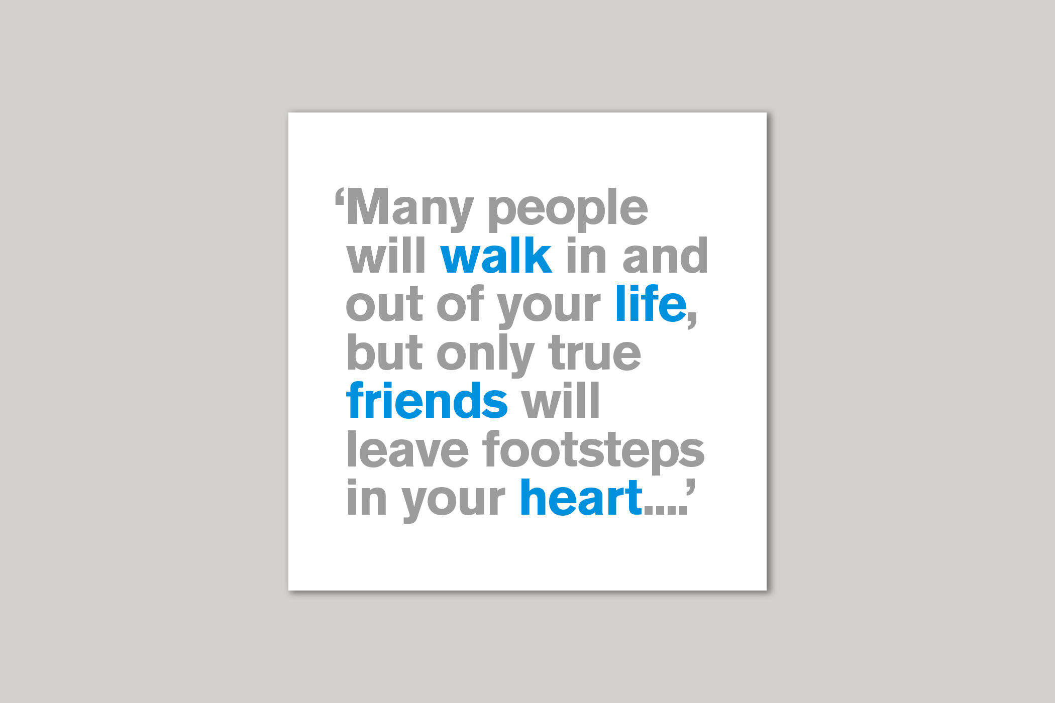 Footsteps in Your Heart from Lyric range of quotation cards by Icon.