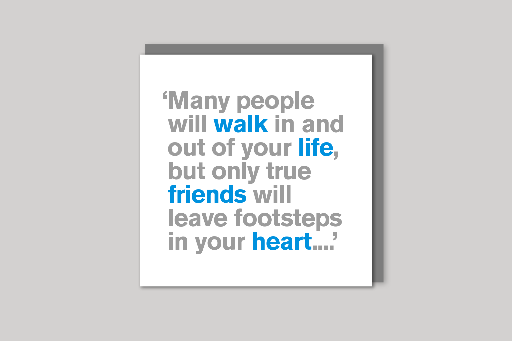 Footsteps in Your Heart from Lyric range of quotation cards by Icon, back page.