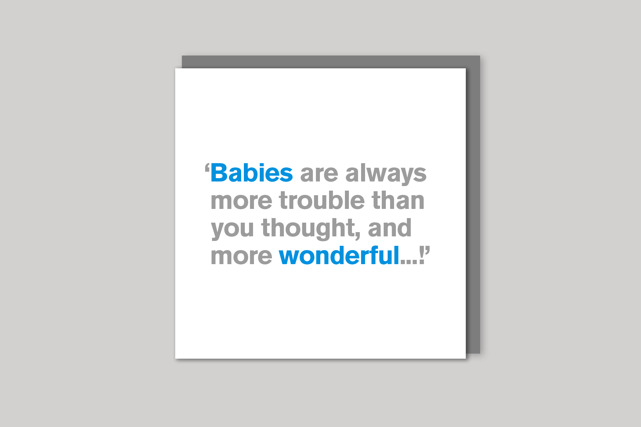 More Wonderful new baby card from Lyric range of quotation cards by Icon, back page.