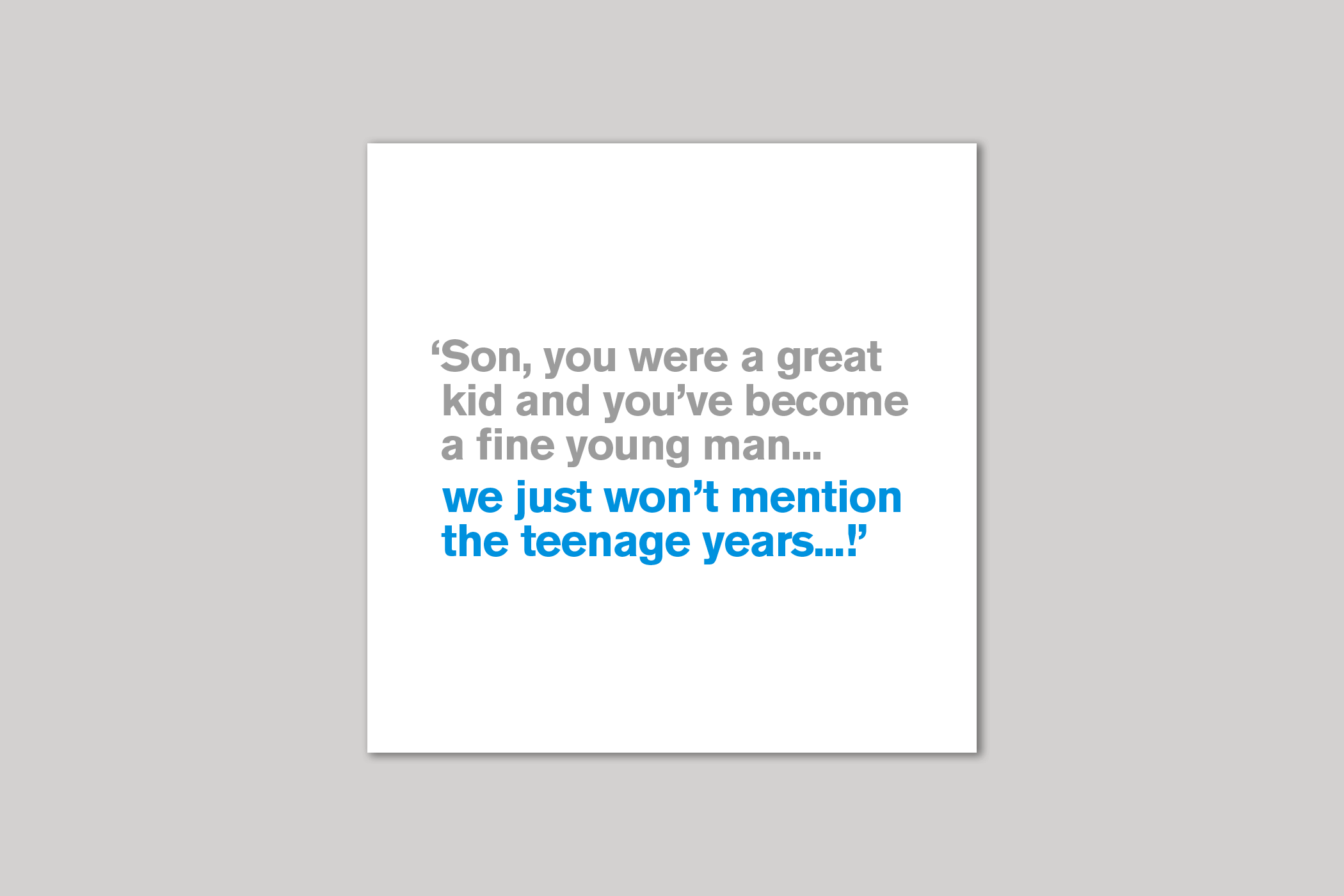 Teenage Years son card from Lyric range of quotation cards by Icon.