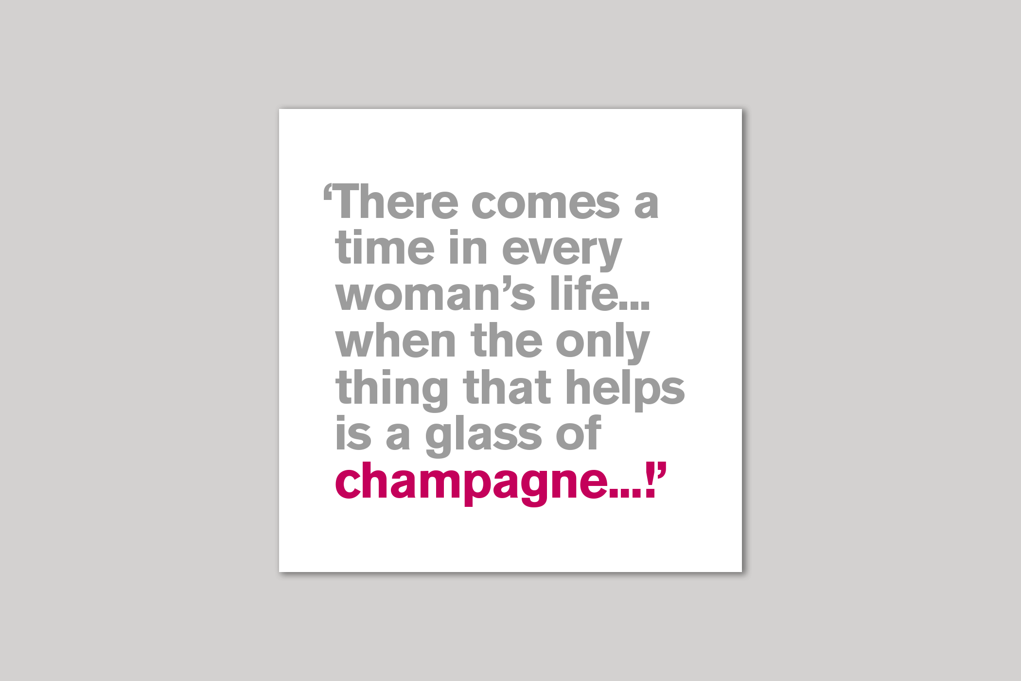 Glass of Champagne from Lyric range of quotation cards by Icon.