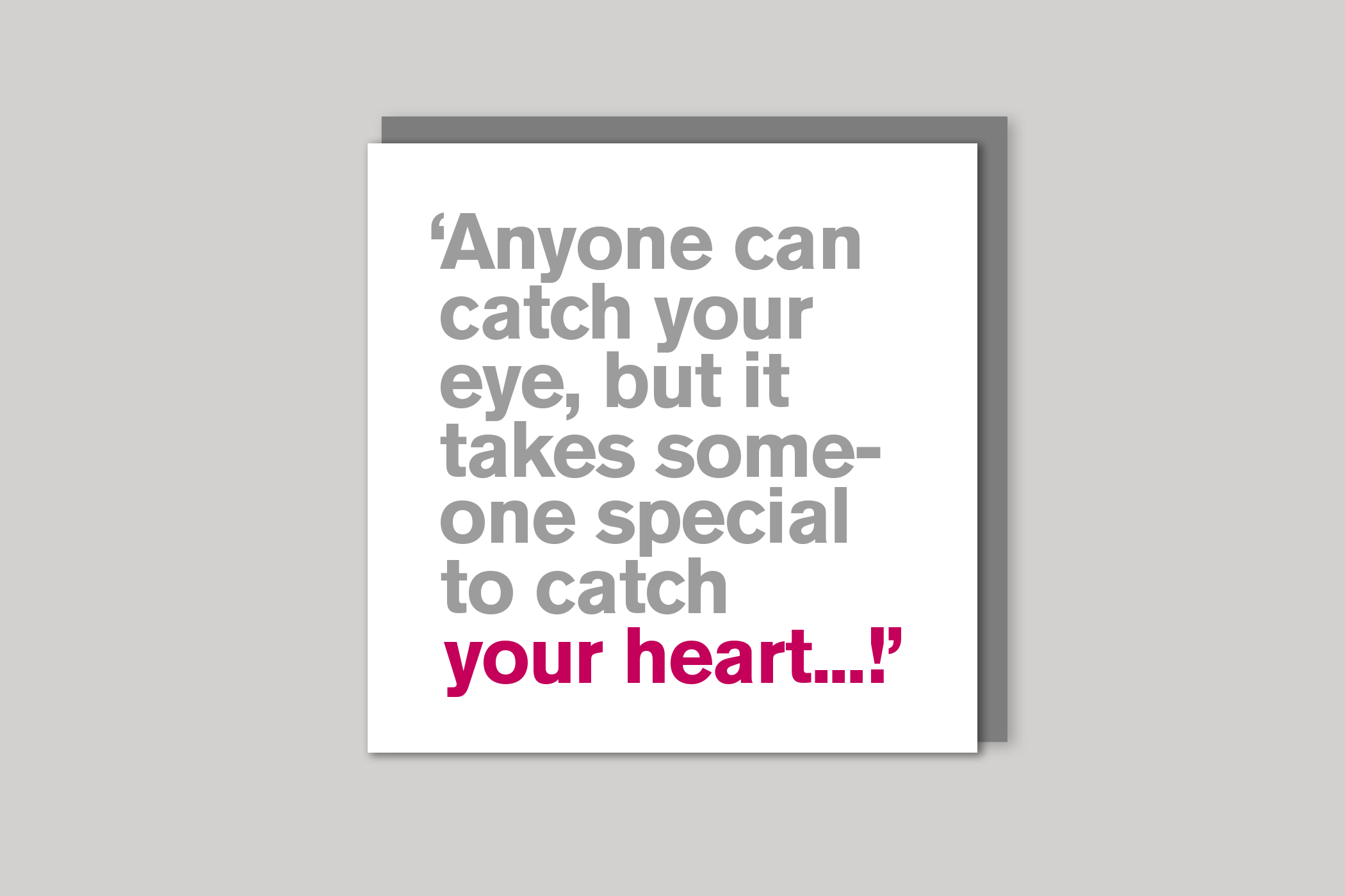 Catch Your Heart rngagement card from Lyric range of quotation cards by Icon, back page.