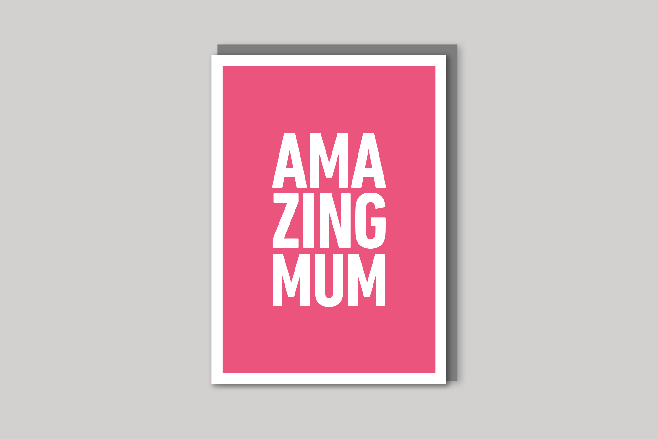 Amazing Mum typographic greeting card from Yes No Maybe range by Icon, back page.