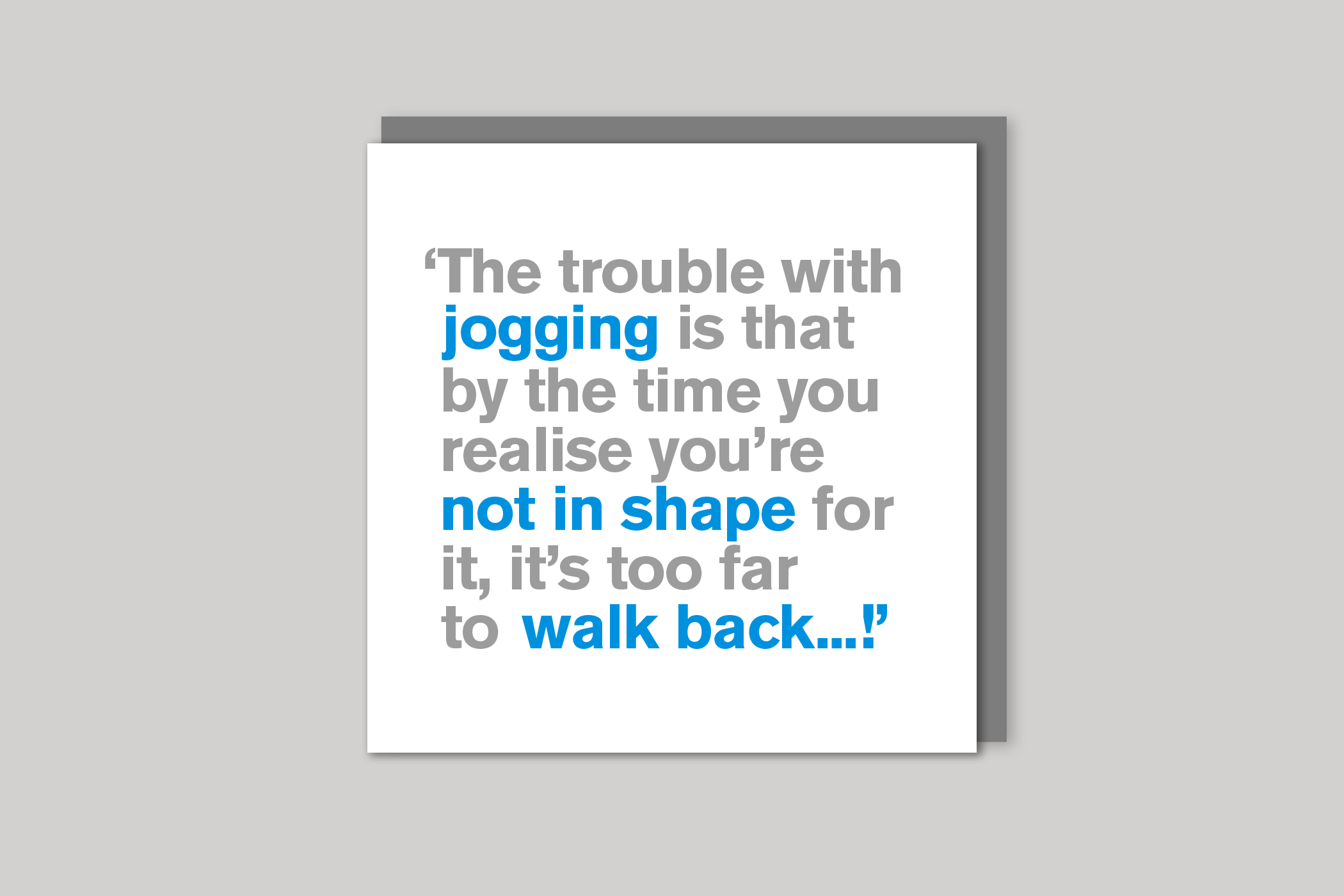 The Trouble with Jogging from Lyric range of quotation cards by Icon, back page.