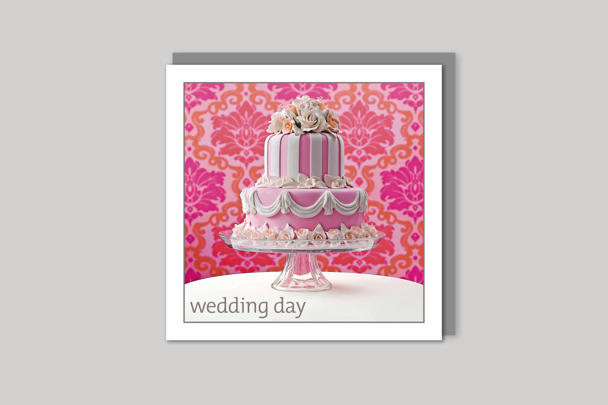 The Wedding Cake wedding card from Exposure Silver Edition range of greeting cards by Icon, back page.