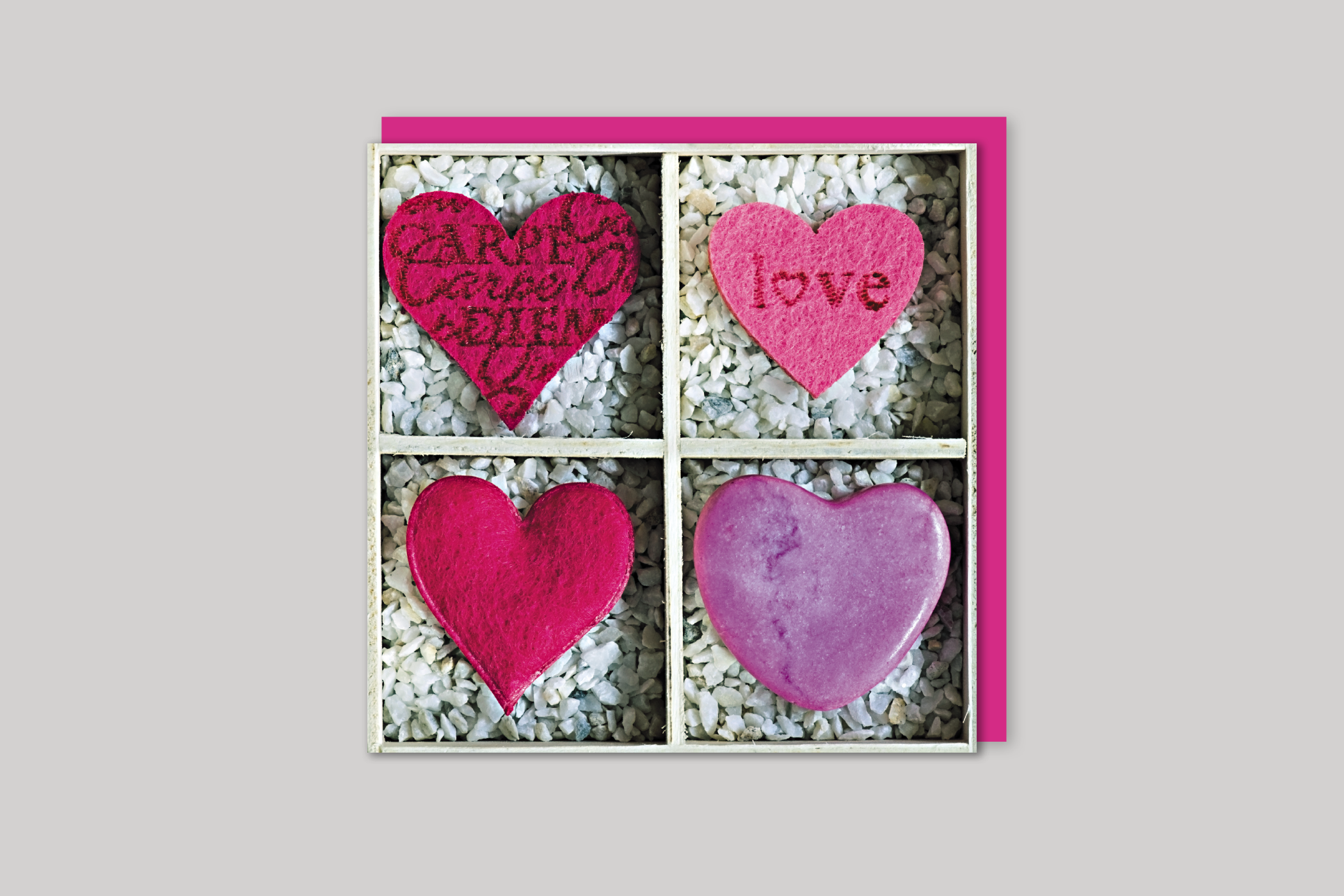 Love Hearts from Exposure range of photographic cards by Icon, back page.