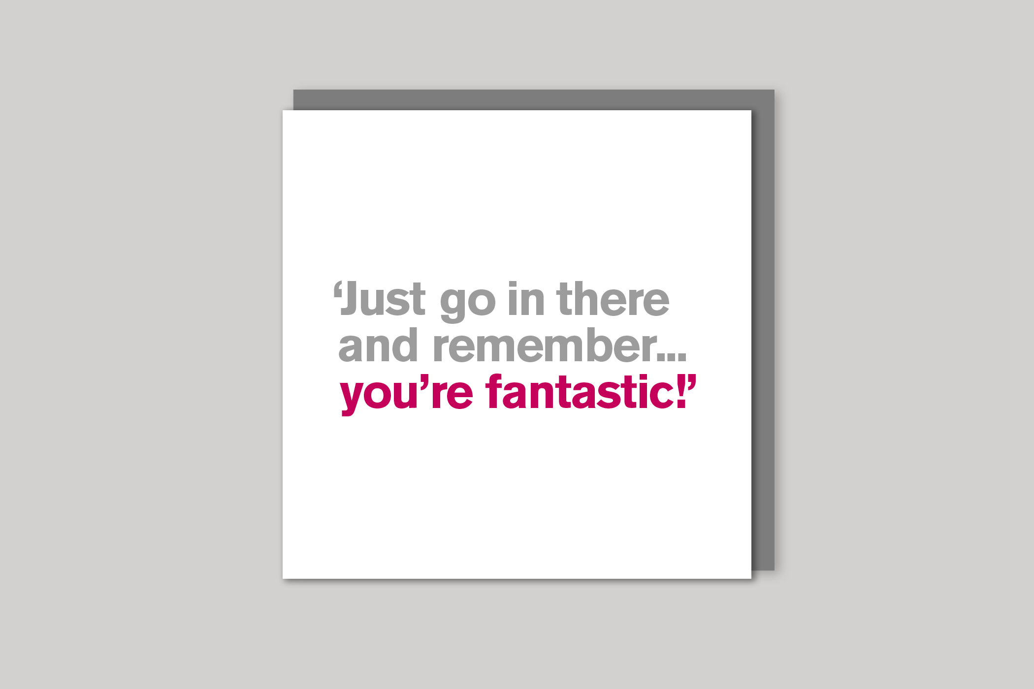 You're Fantastic good luck card from Lyric range of quotation cards by Icon, back page.