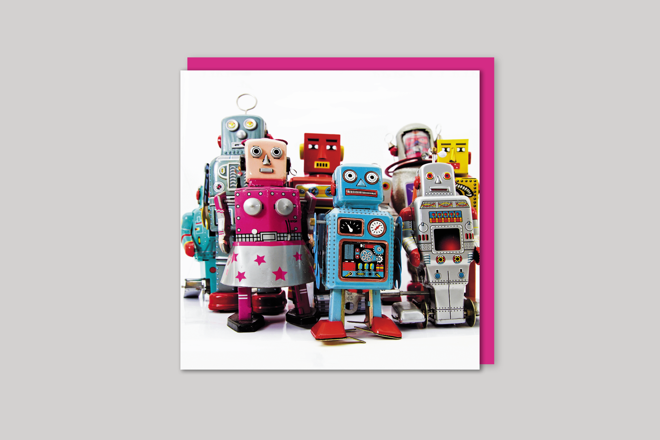 Retro Robots from Exposure range of photographic cards by Icon, back page.
