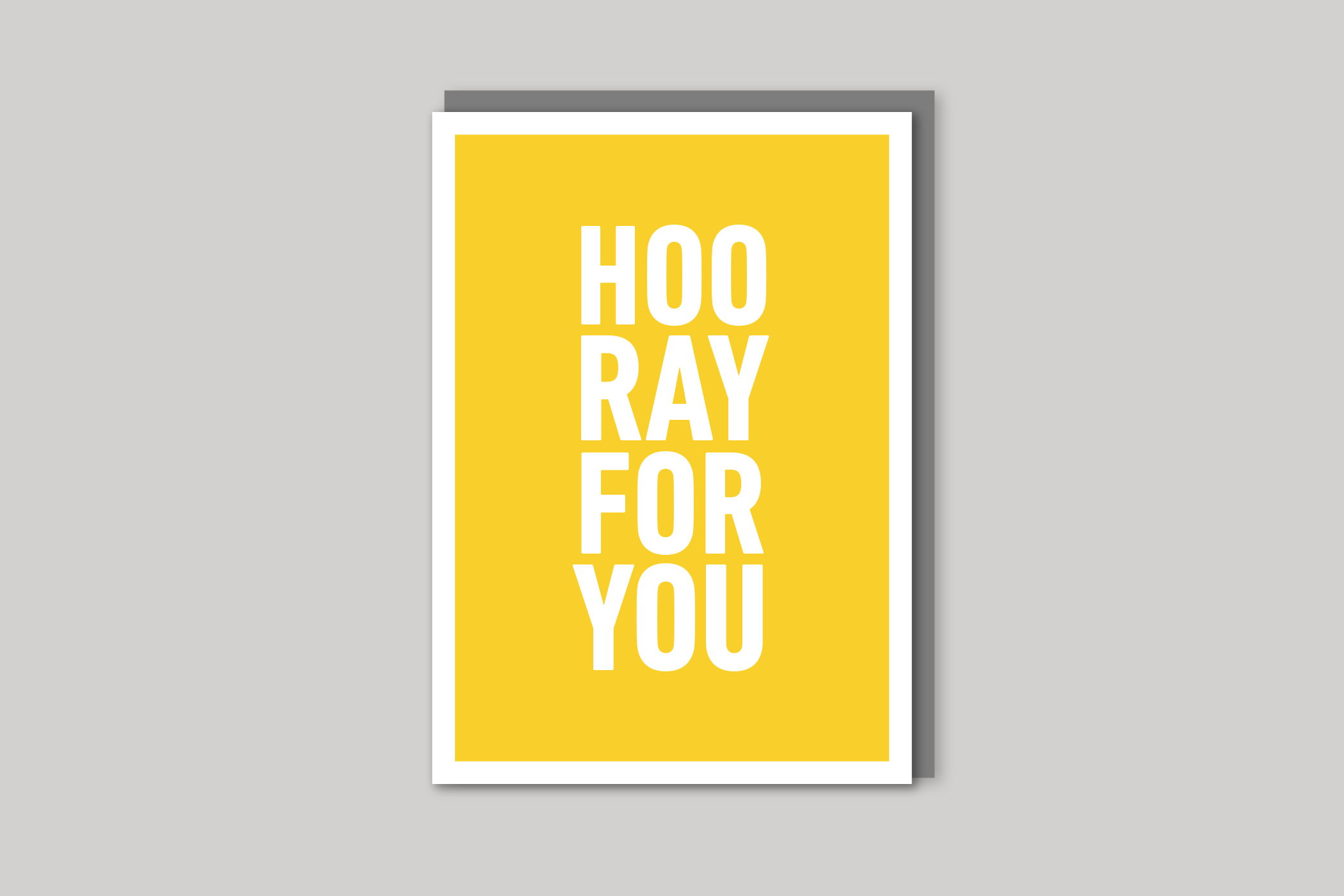Hooray For You well done card typographic greeting card from Yes No Maybe range by Icon, back page.