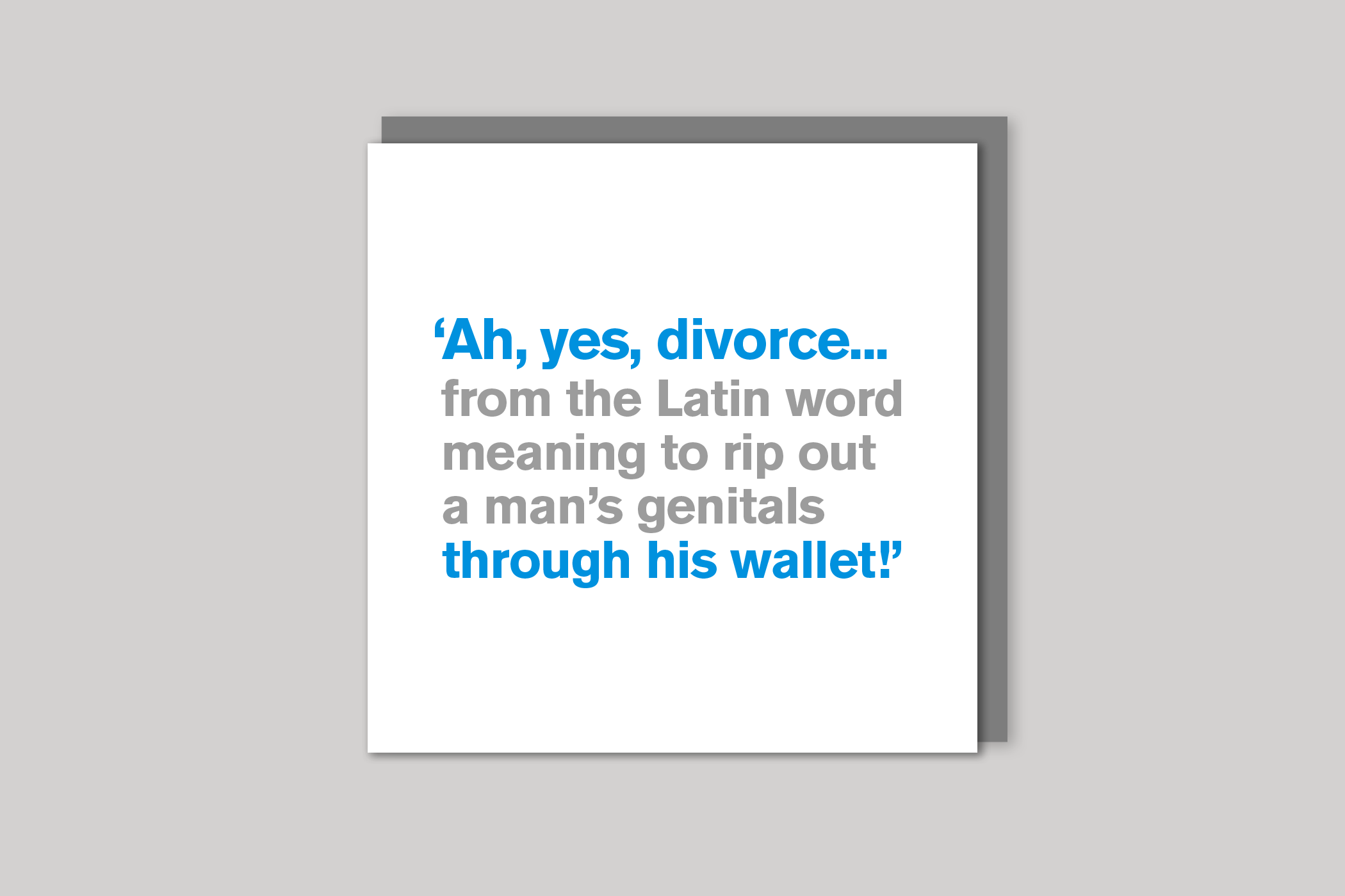 Latin Word for Divorce from Lyric range of quotation cards by Icon, back page.