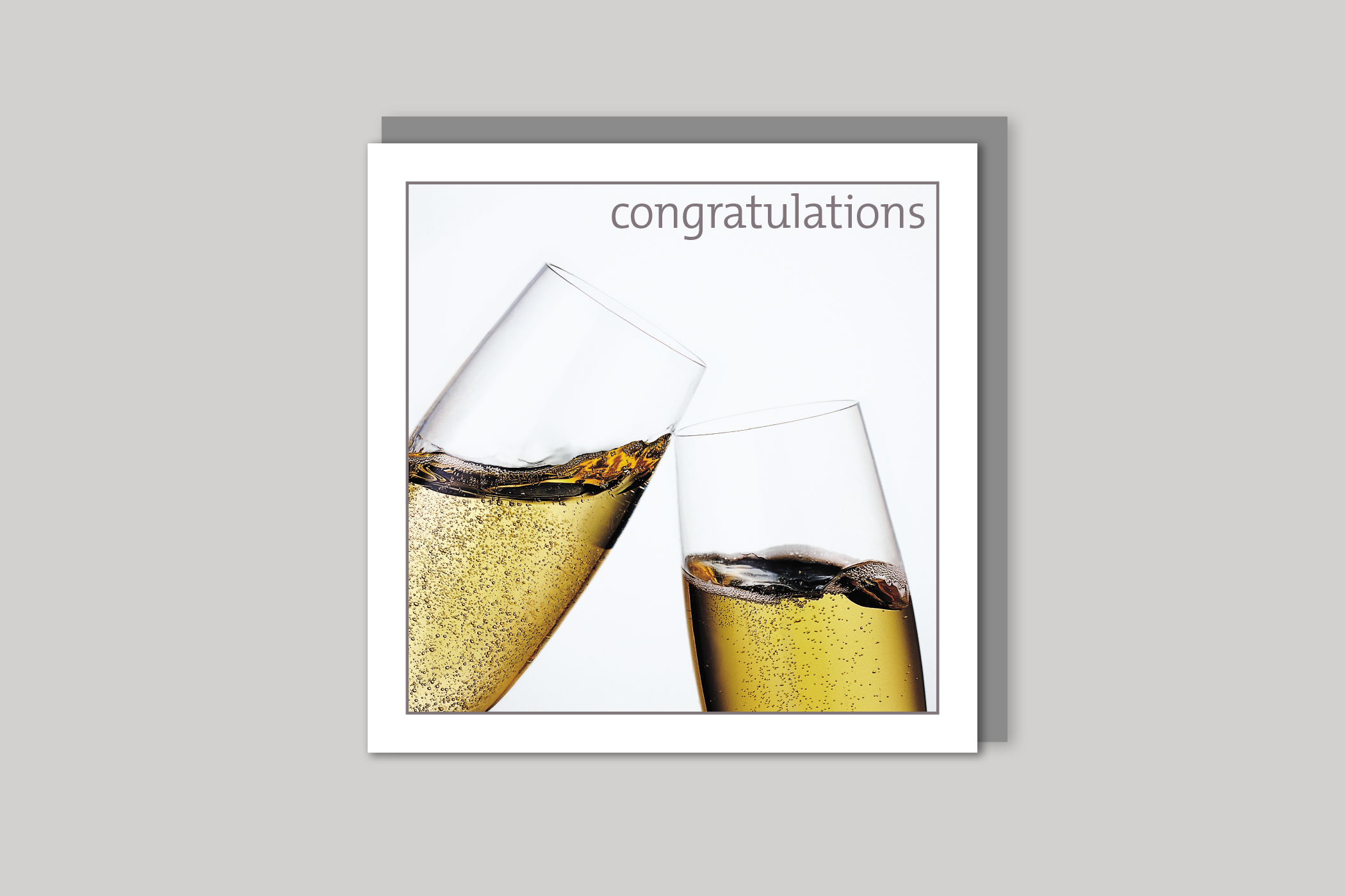 Champagne congratulations card from Exposure Silver Edition range of greeting cards by Icon, back page.