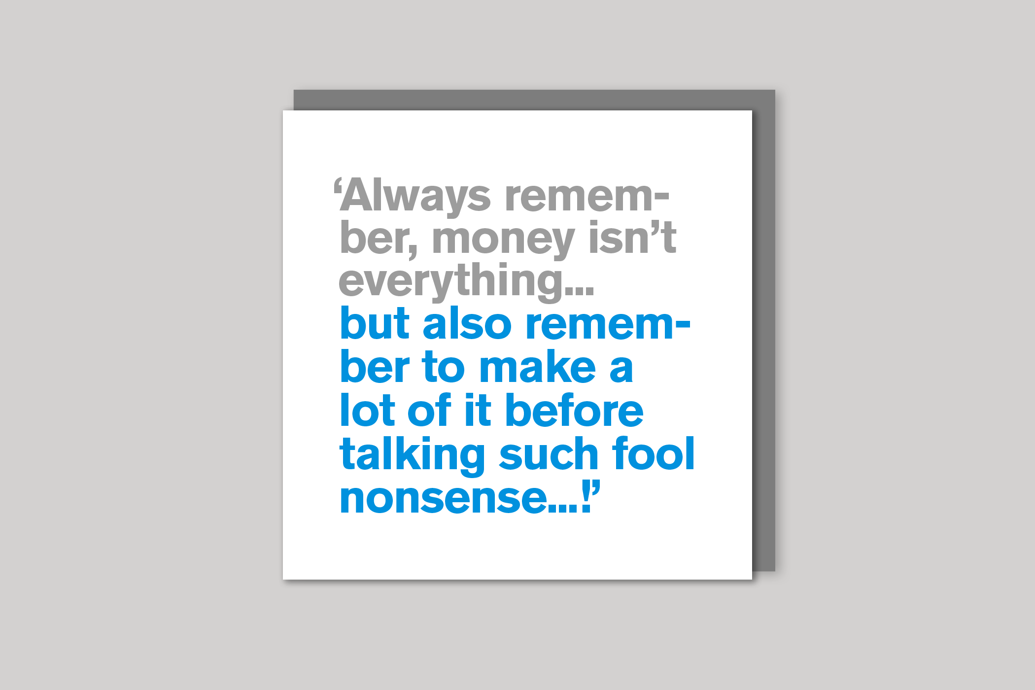 Money Isn't Everything from Lyric range of quotation cards by Icon, back page.