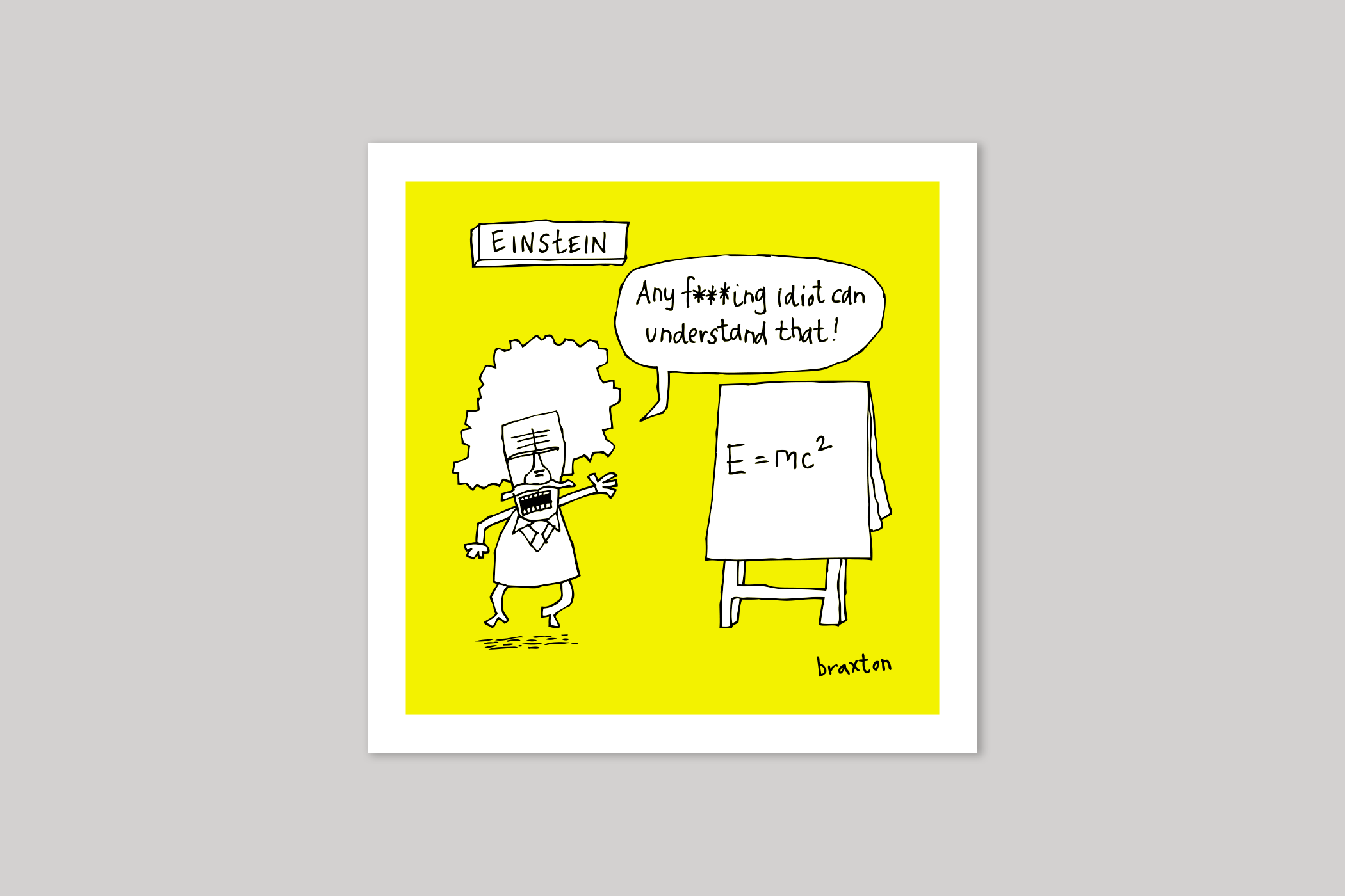 Einstein humorous illustration from History of the World range of greeting cards by Icon.