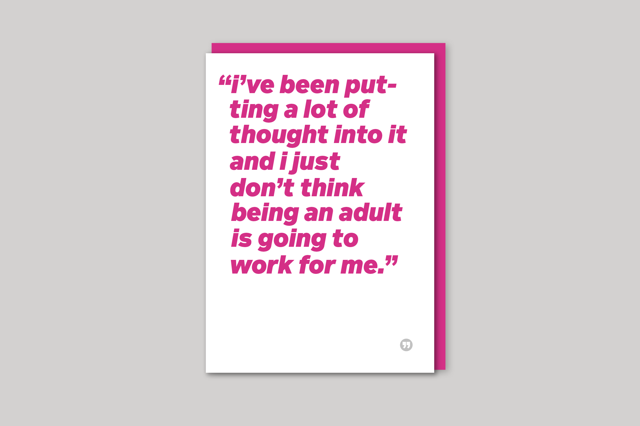 Being An Adult funny quotation from Quotecards range of cards by Icon, back page.