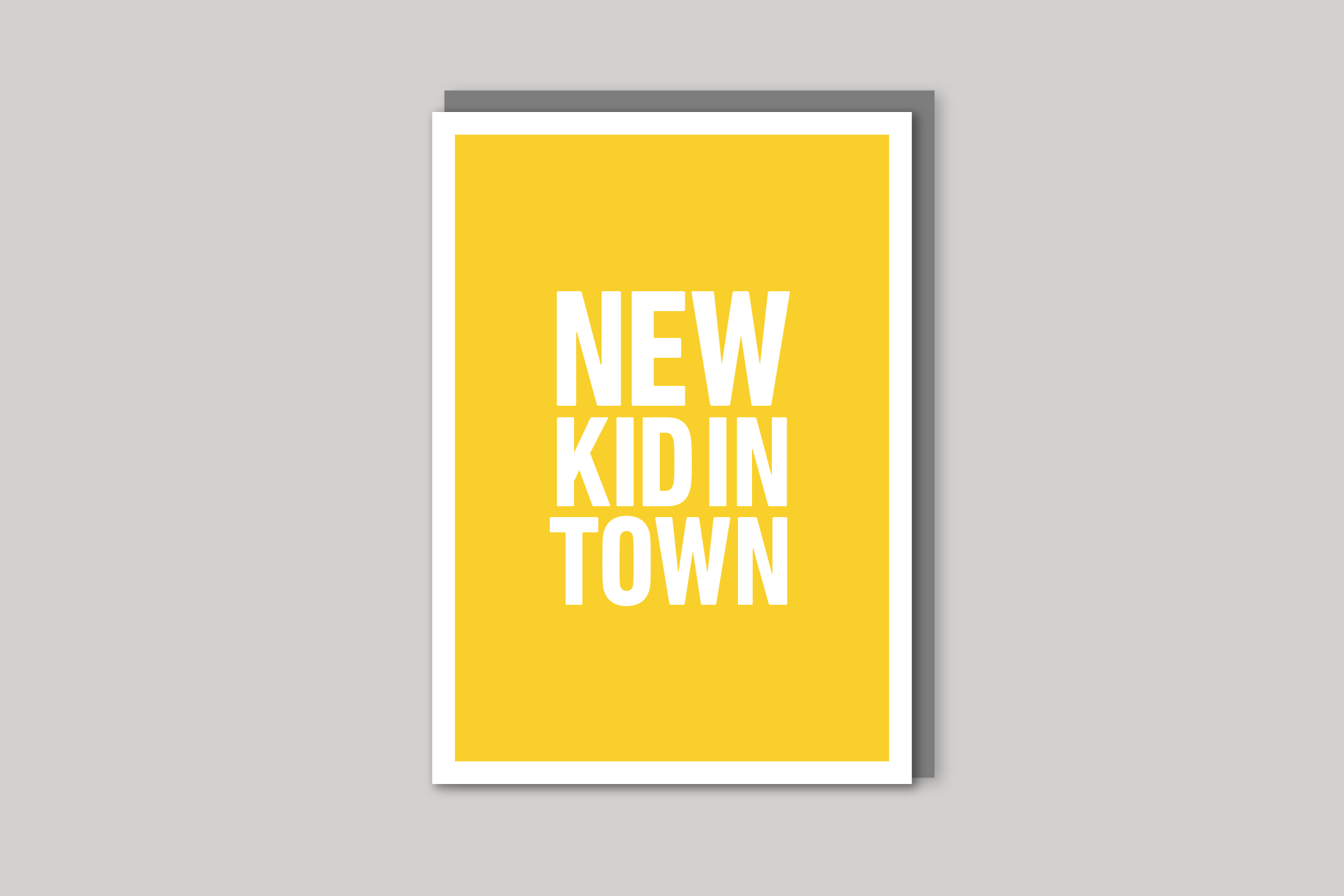 New Kid In Town new baby card typographic greeting card from Yes No Maybe range by Icon, back page.