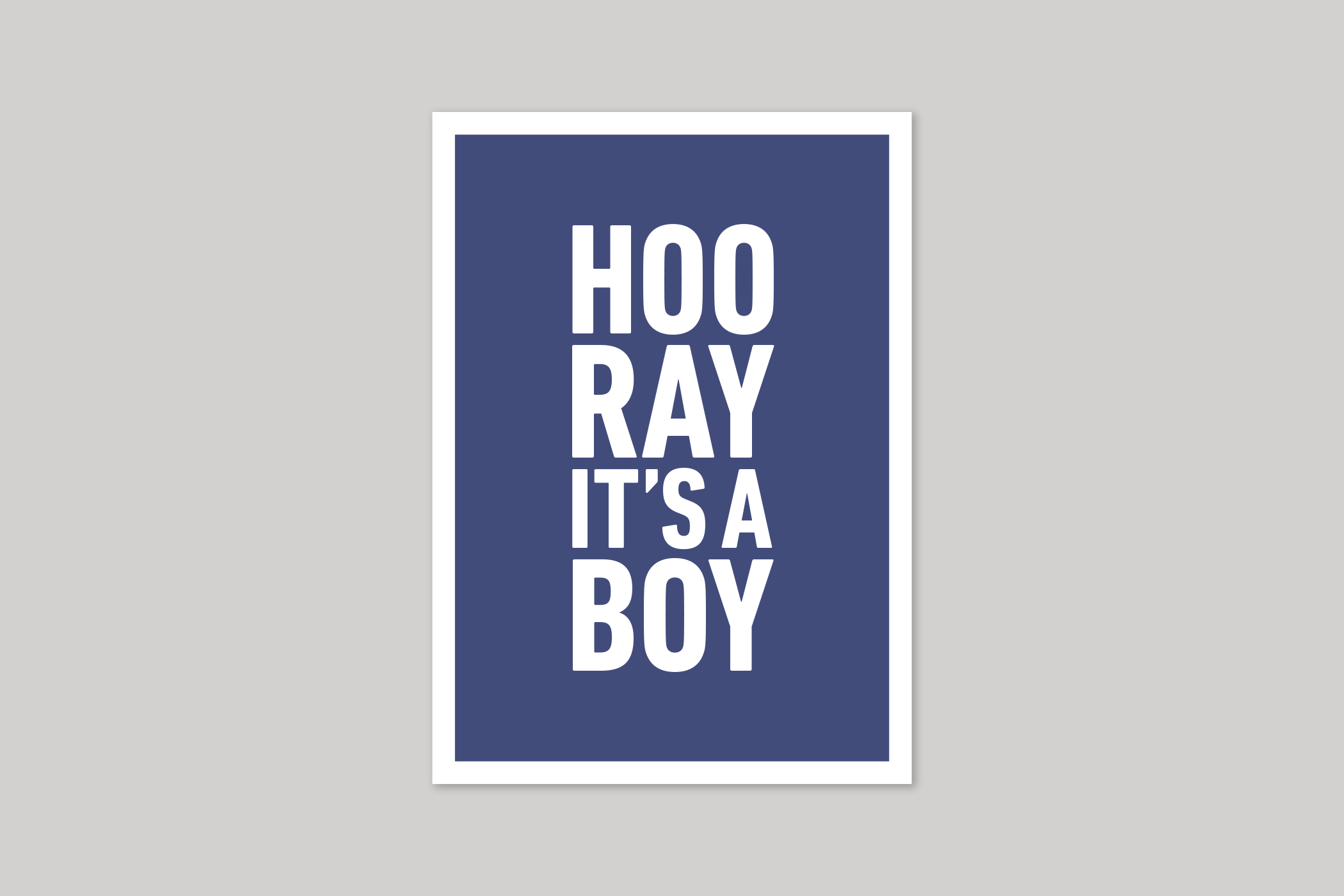 Hooray It's A Boy new baby boy card typographic greeting card from Yes No Maybe range by Icon.