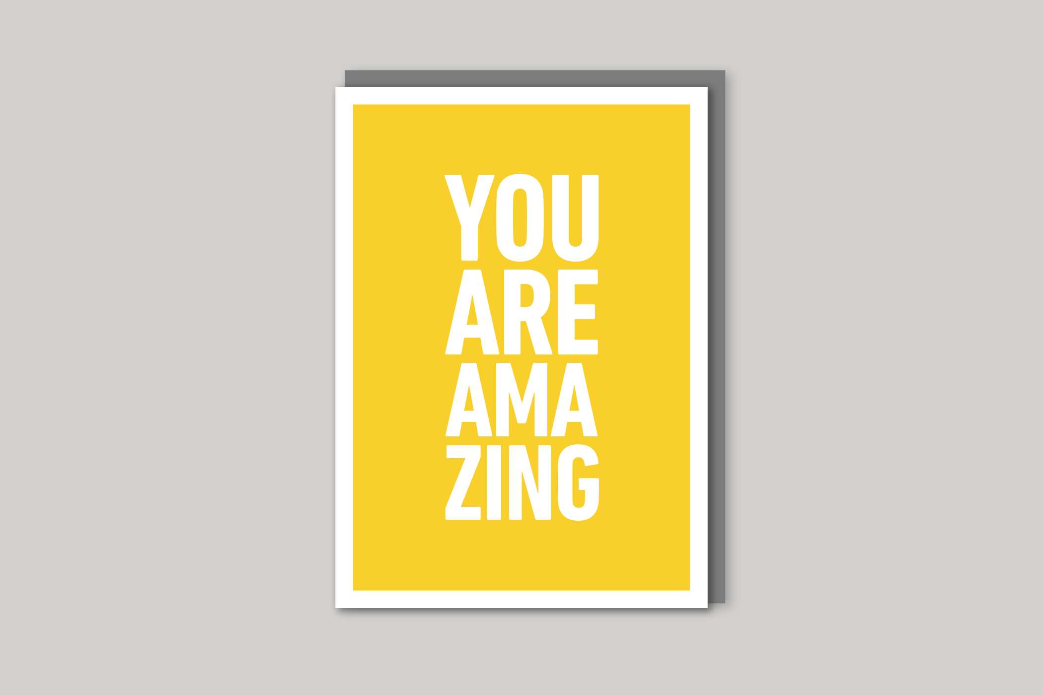 You Are Amazing typographic greeting card from Yes No Maybe range by Icon, back page.