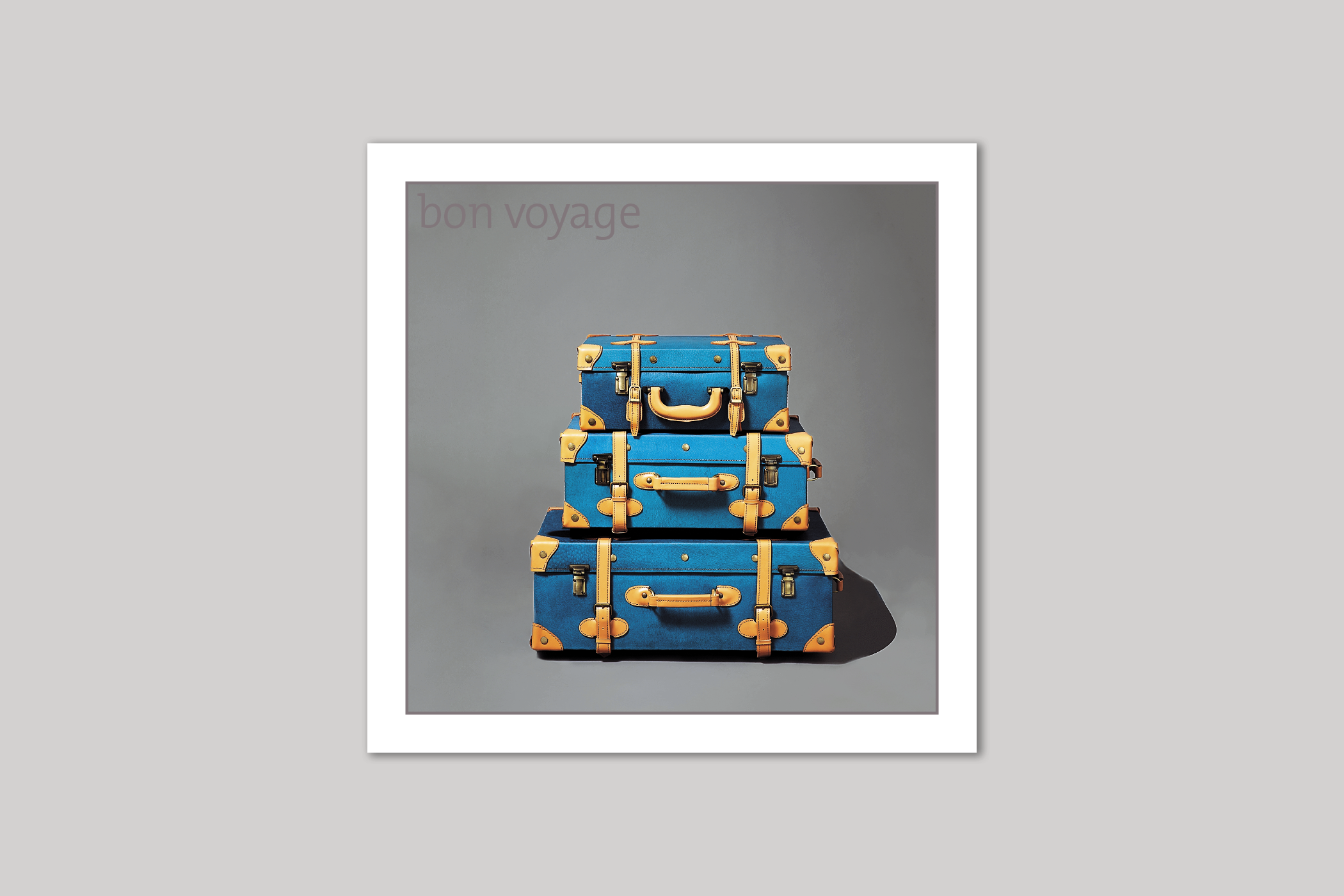 Suitcases bon voyage card from Exposure Silver Edition range of greeting cards by Icon.