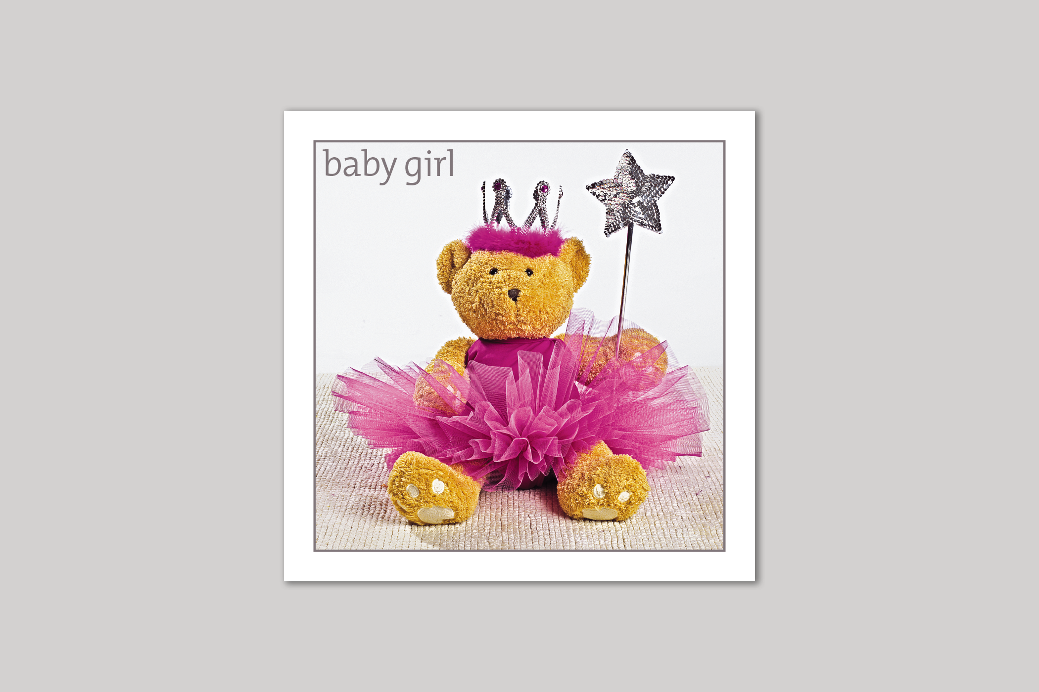 Teddy Tutu new baby girl card from Exposure Silver Edition range of greeting cards by Icon.