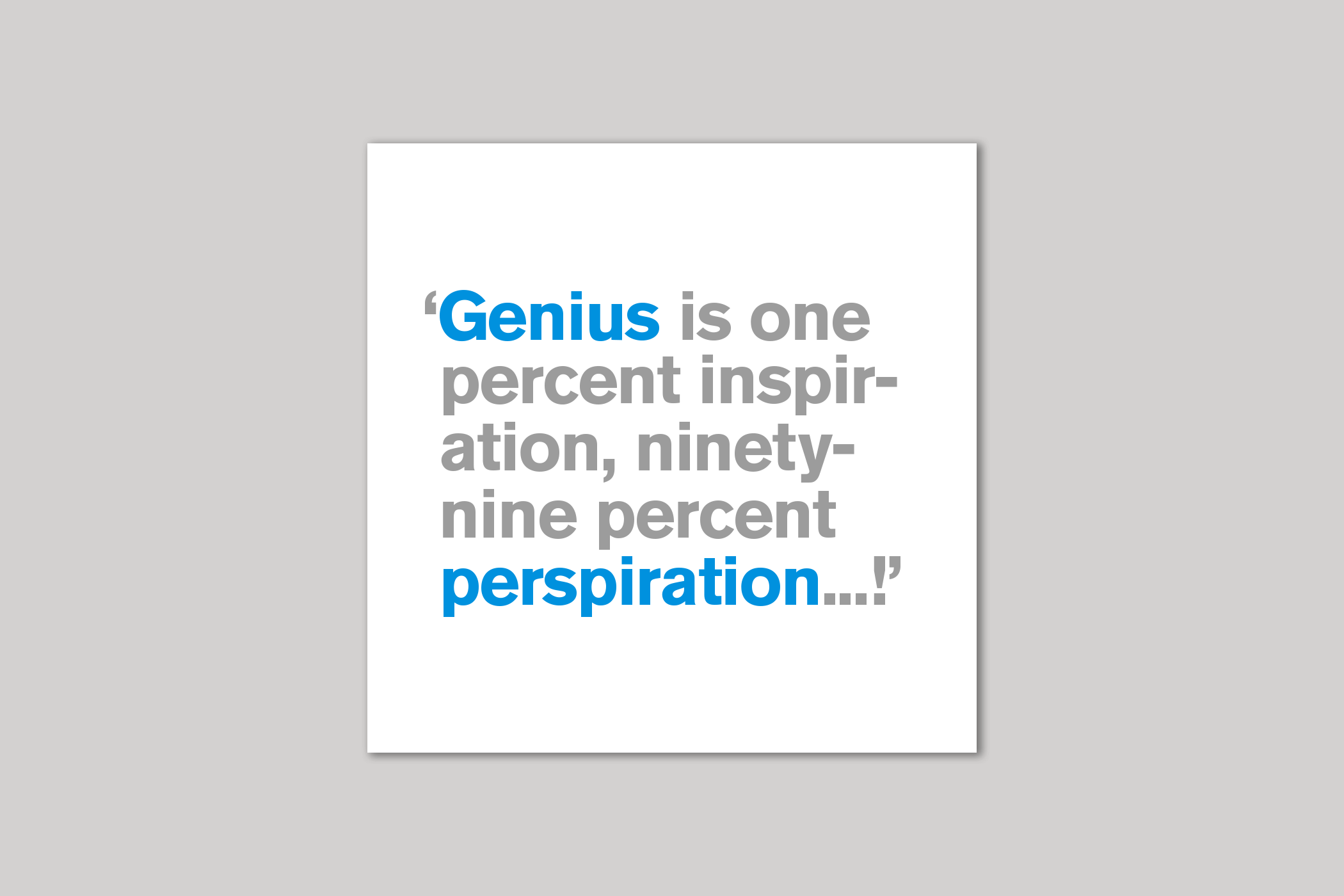 Genius well done card from Lyric range of quotation cards by Icon.