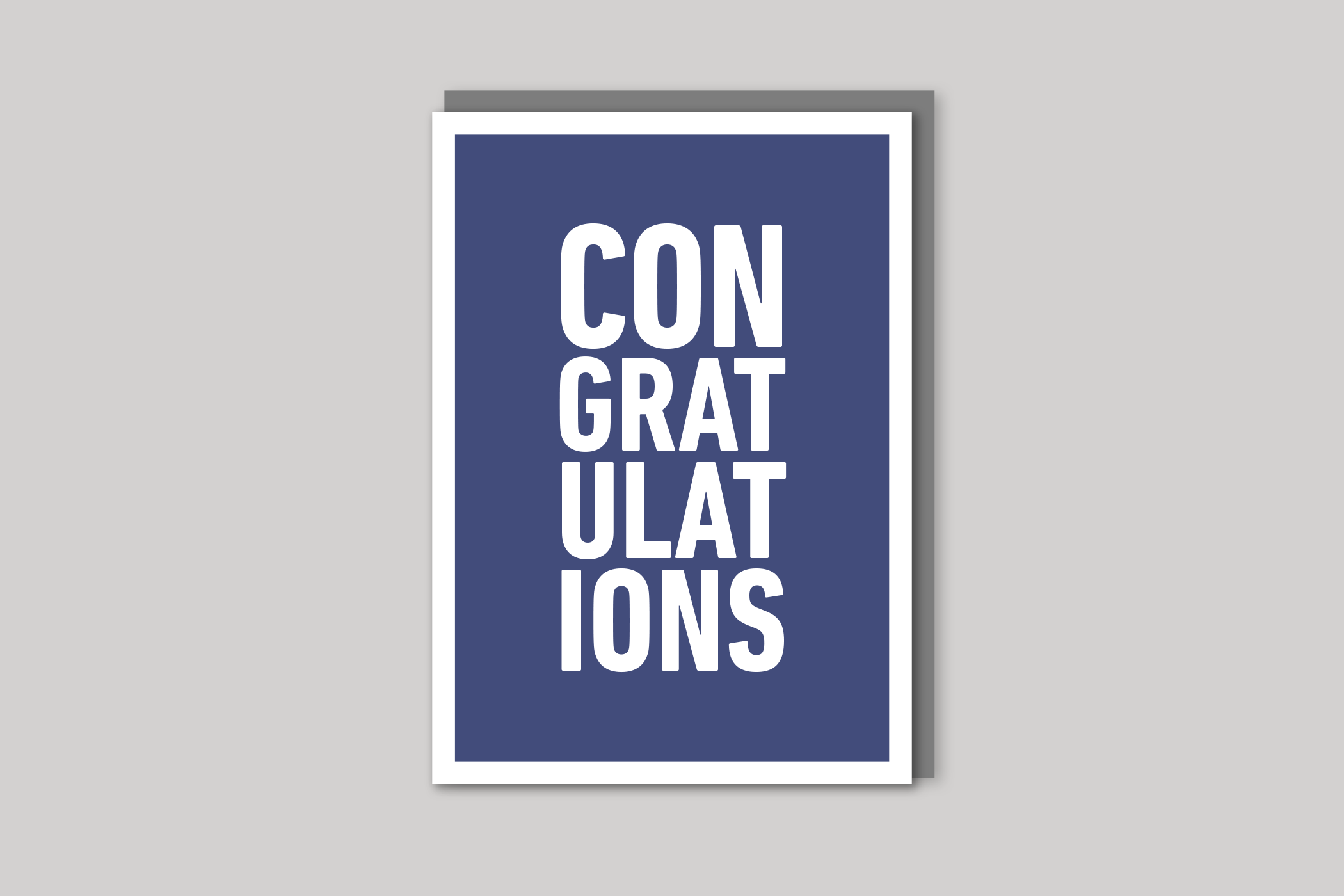 Congratulations typographic greeting card from Yes No Maybe range by Icon, back page.