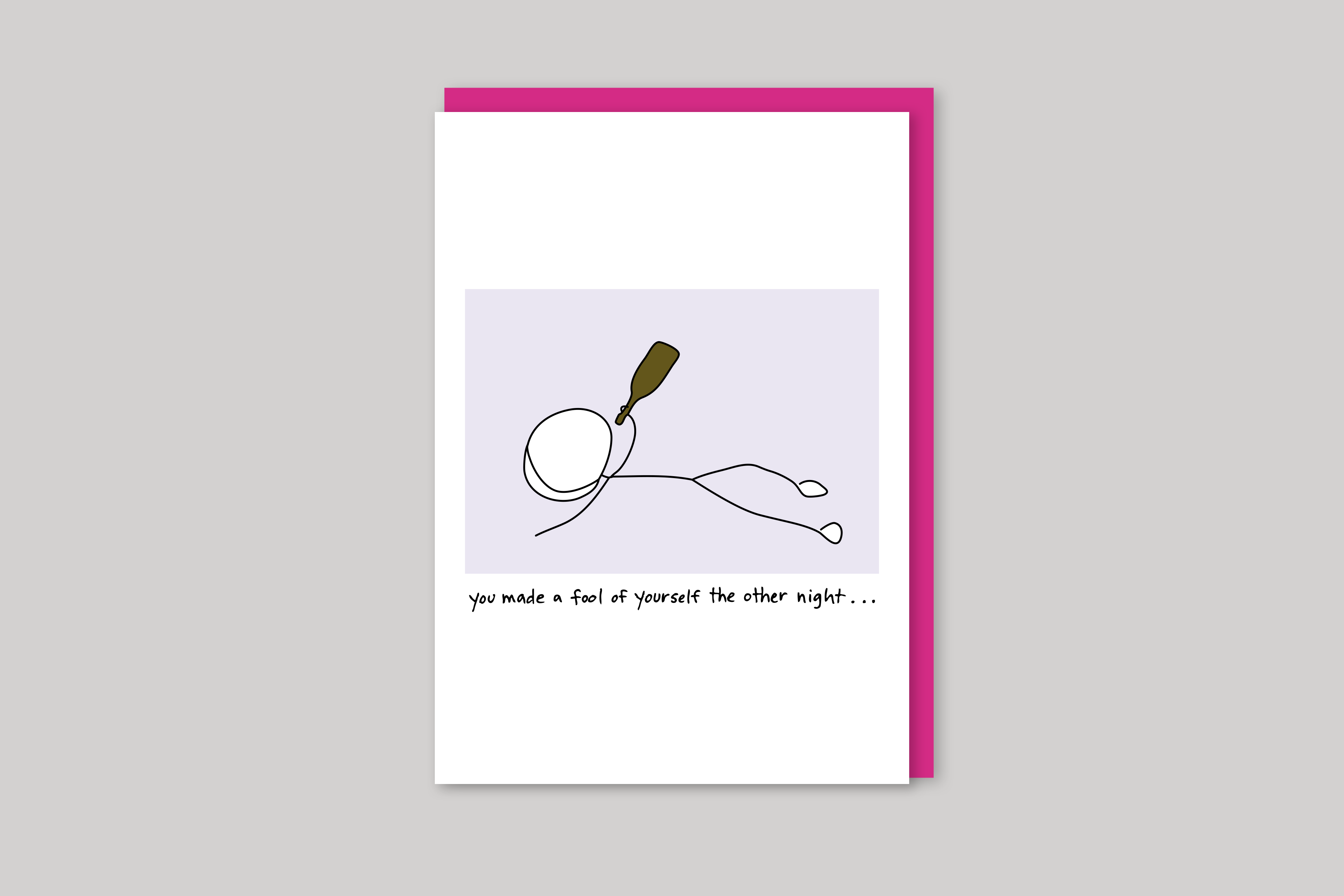 You Made A Fool of Yourself humorous illustration from Mean Cards range of greeting cards by Icon, back page.