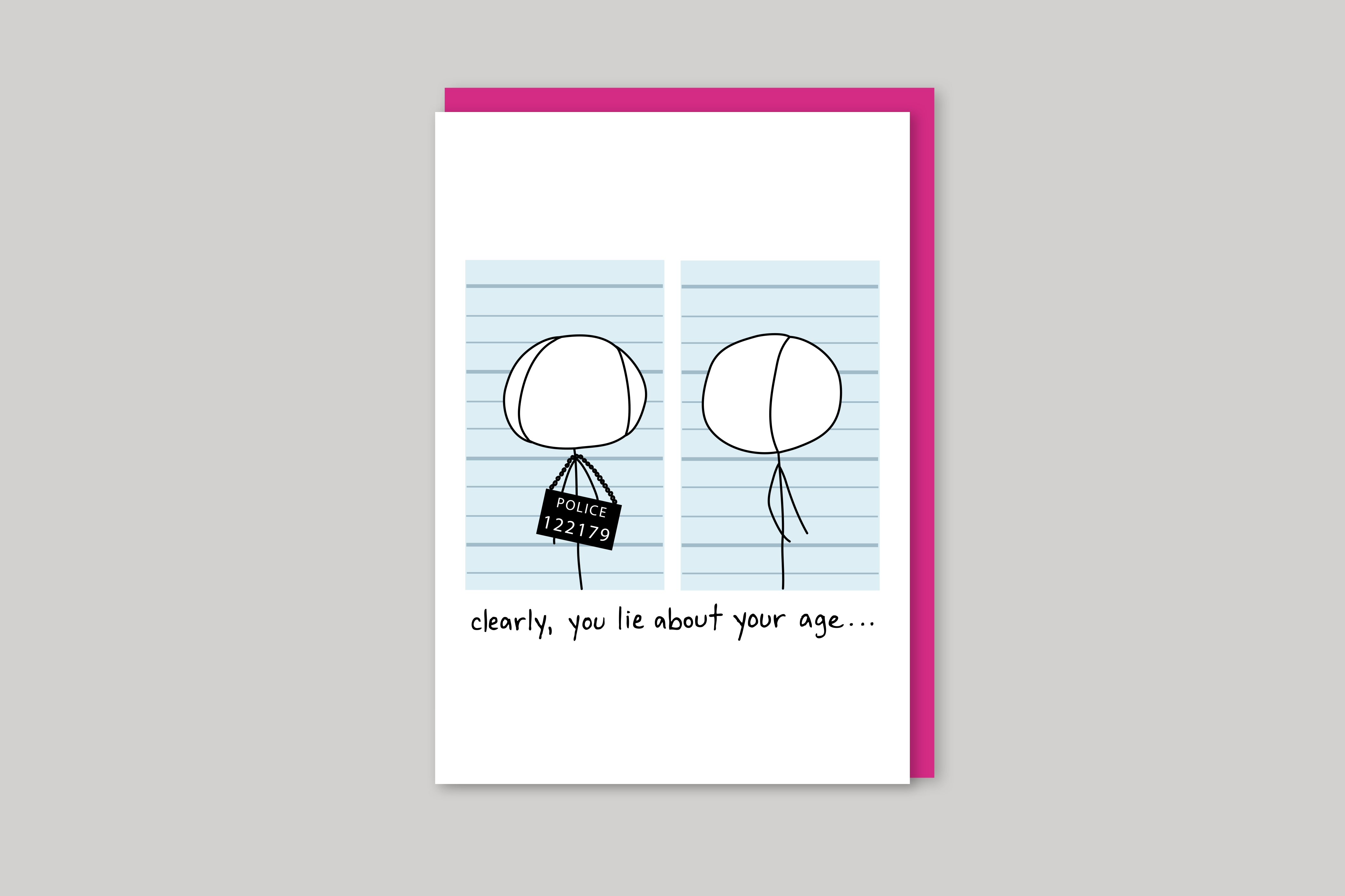Liar humorous illustration from Mean Cards range of greeting cards by Icon, back page.