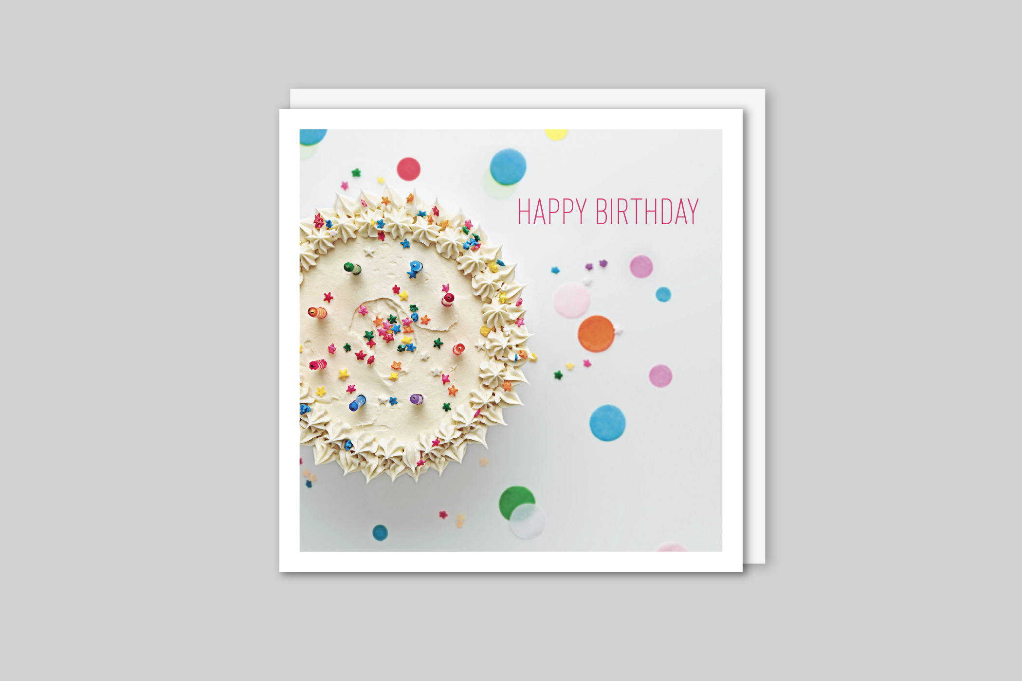 Happy Birthday Cake from Beautiful Days range of contemporary photographic cards by Icon, back page.