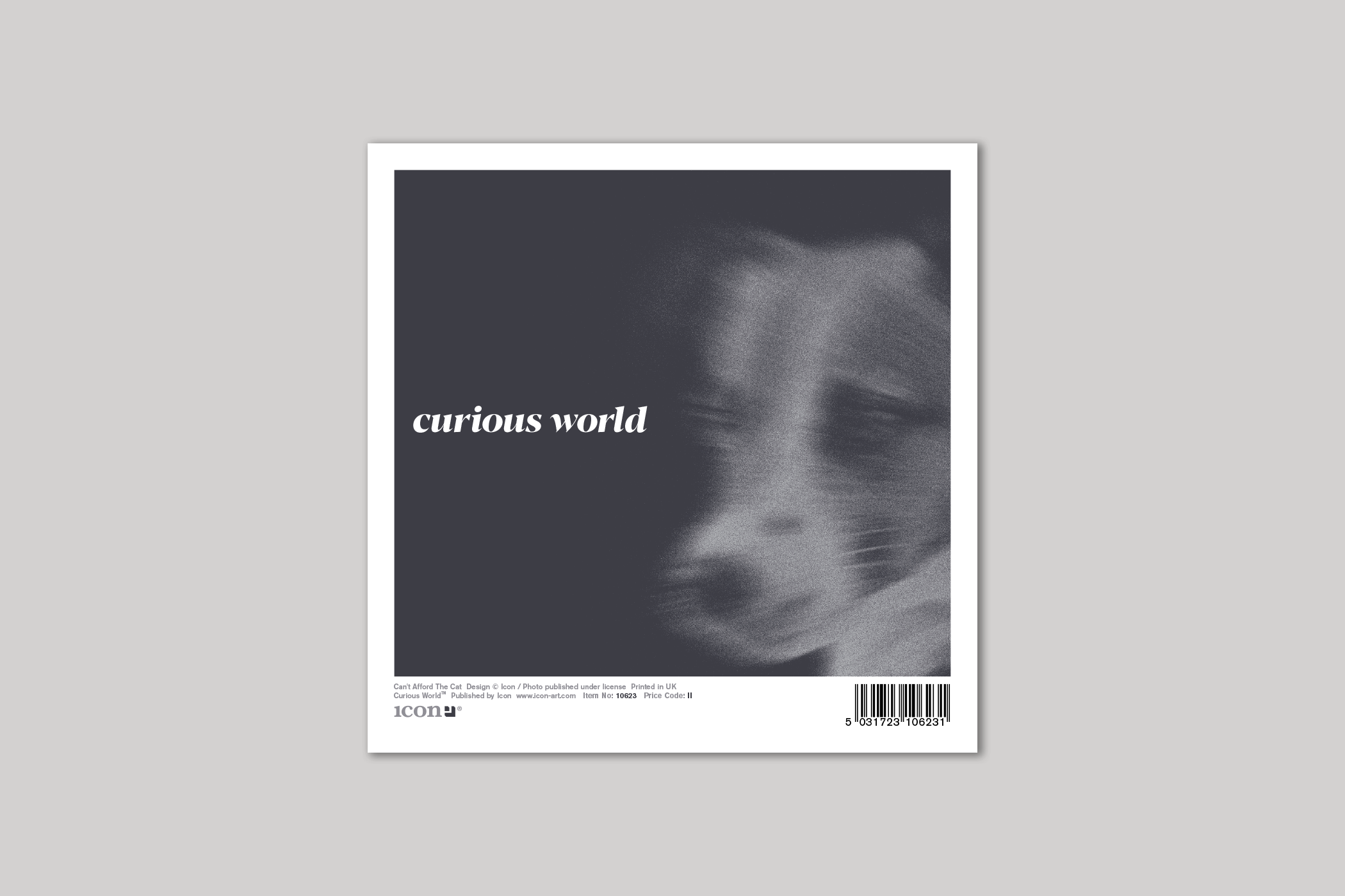 Can Not Afford A Cat quirky animal portrait from Curious World range of greeting cards by Icon, with envelope.